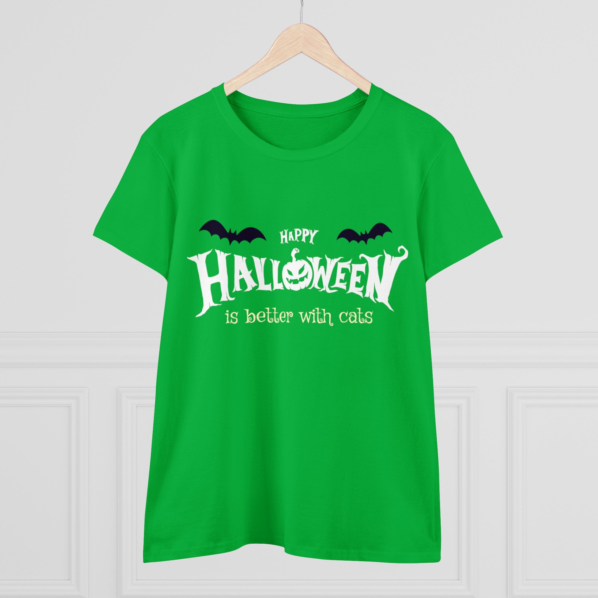 Halloween with Witch's Cats | Women's Midweight Cotton Tee