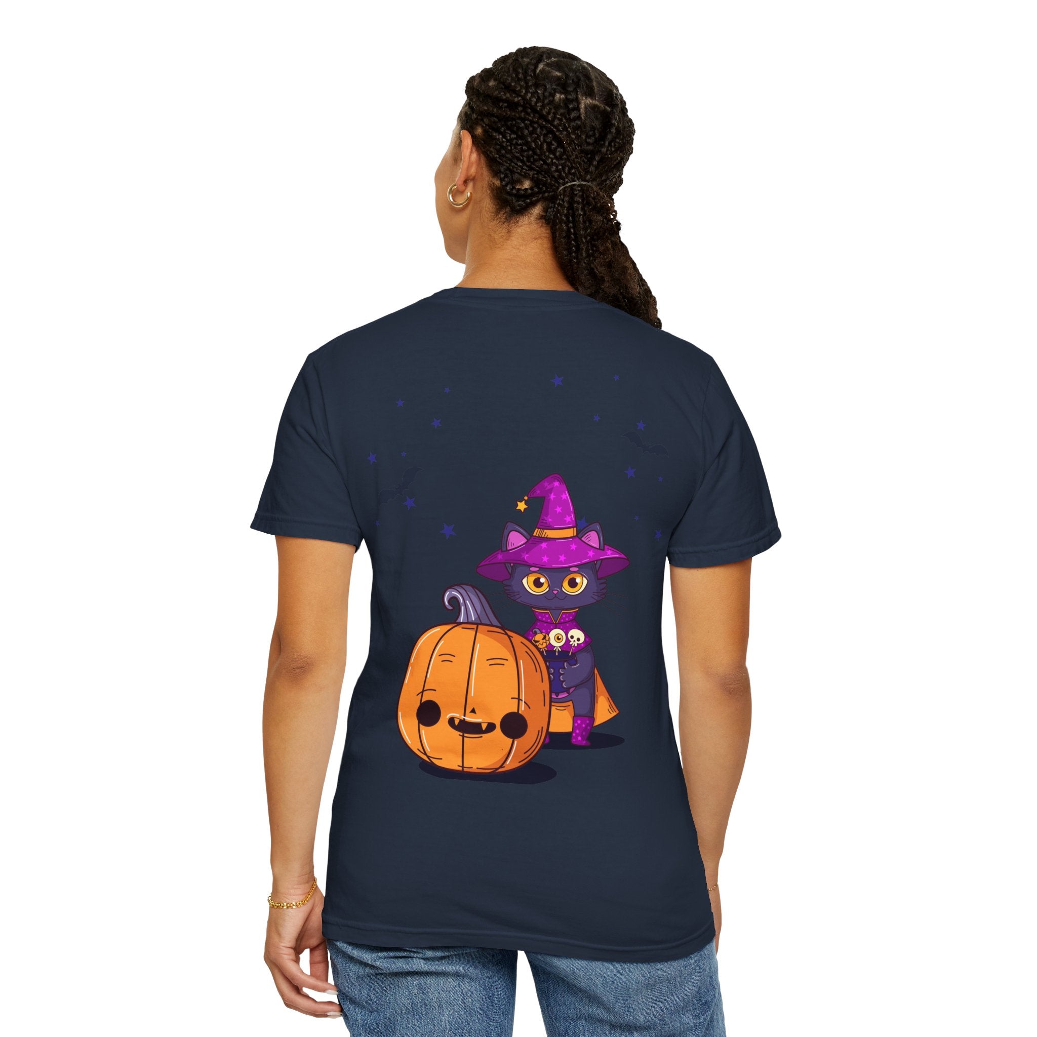 Halloween with Witch's Cats | Unisex Garment-Dyed T-shirt