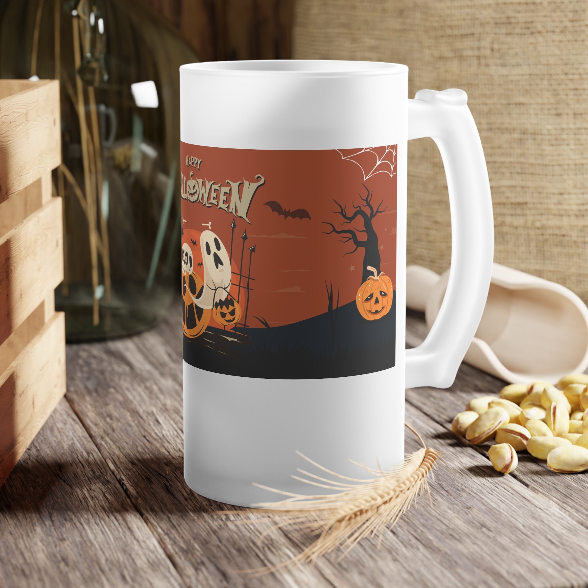 Happy Halloween with Pumpkin | Frosted Glass Beer Mug