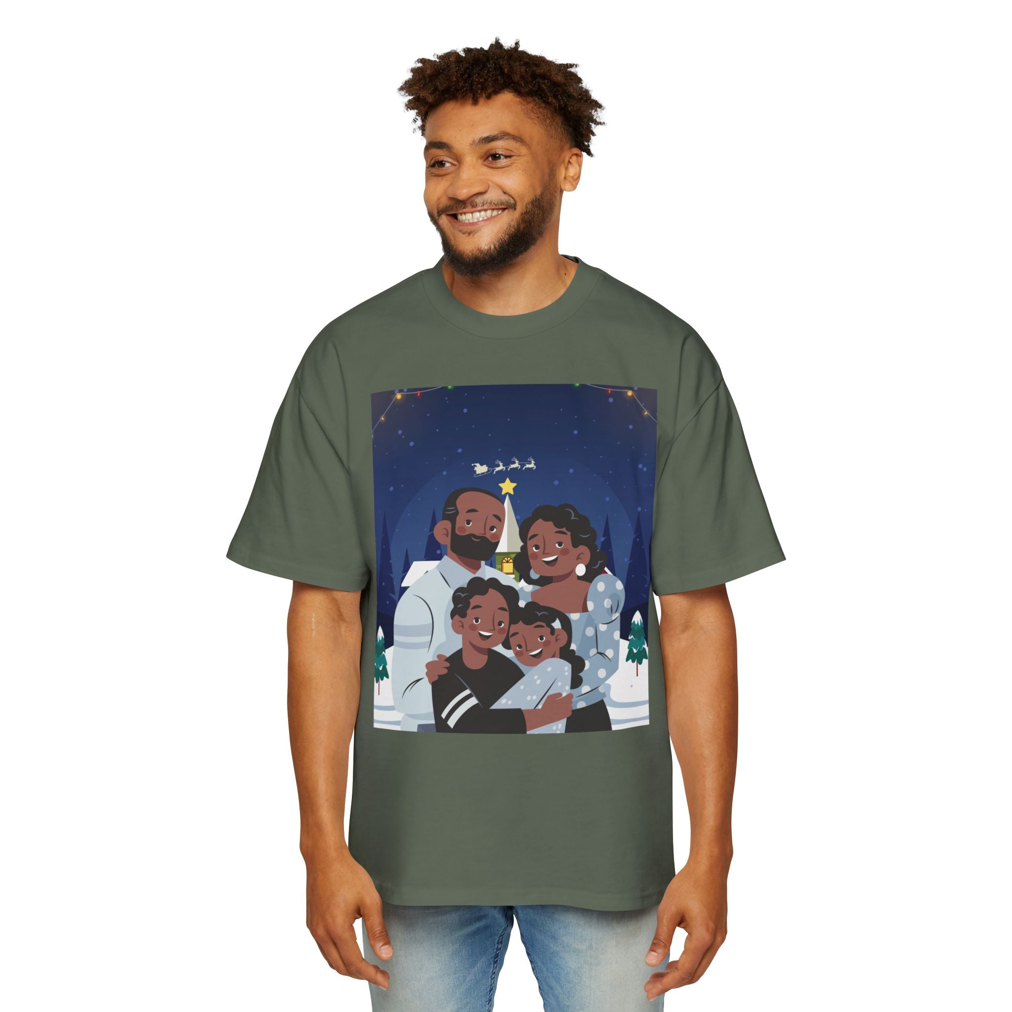 Happy Christmas Family | Men's Heavy Oversized Tee