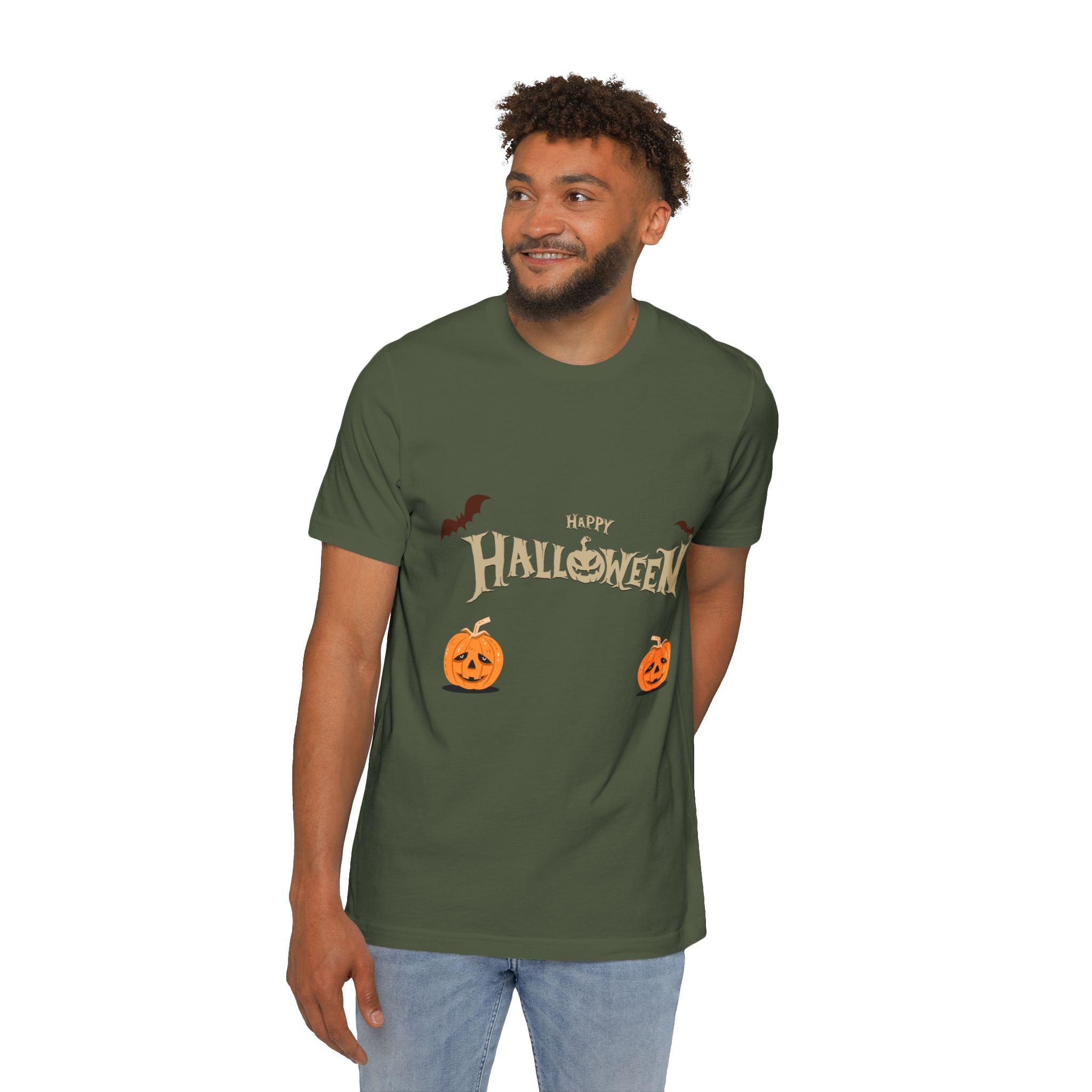 Halloween with Pumpkins | USA-Made Unisex Short-Sleeve Jersey T-Shirt