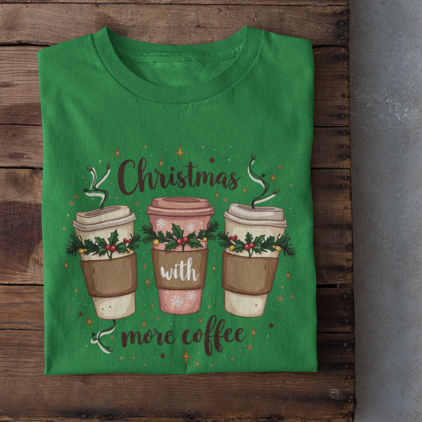 Christmas with More Coffee | Festive Holiday Coffee Cups | Unisex Cotton Long Sleeve