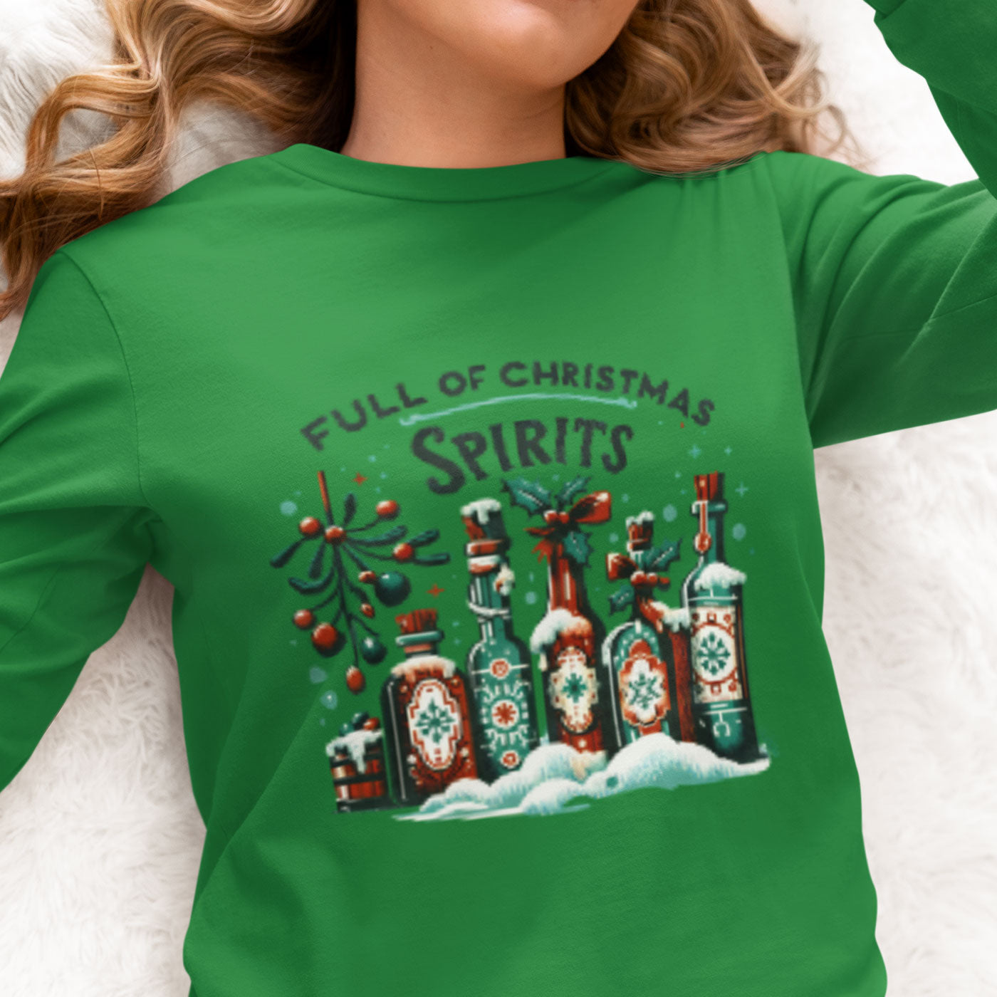 Full of Christmas Spirits | Festive Holiday Bottles | Unisex Long Sleeve