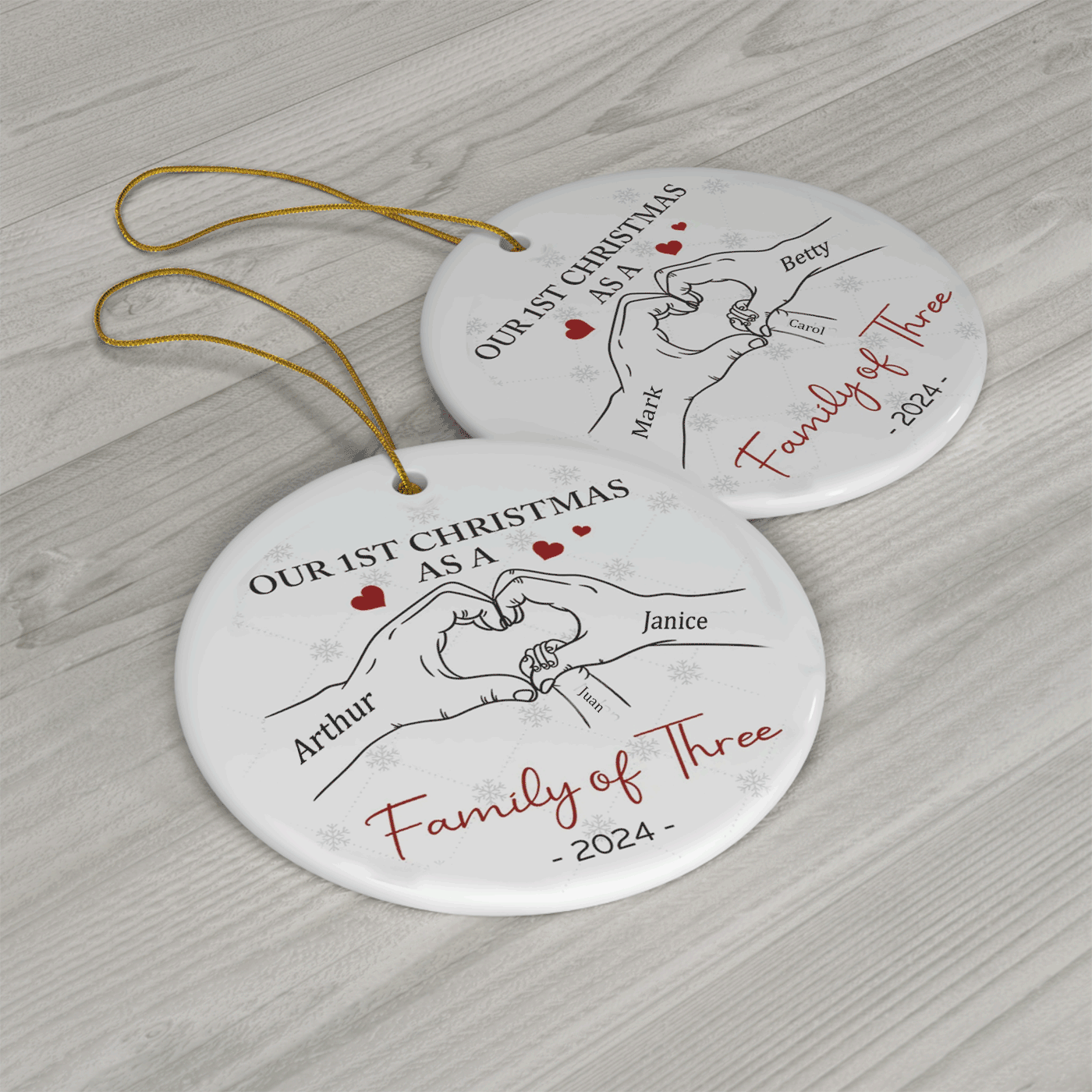 Family of Three - First Christmas | New Family Keepsake | Ceramic Ornament