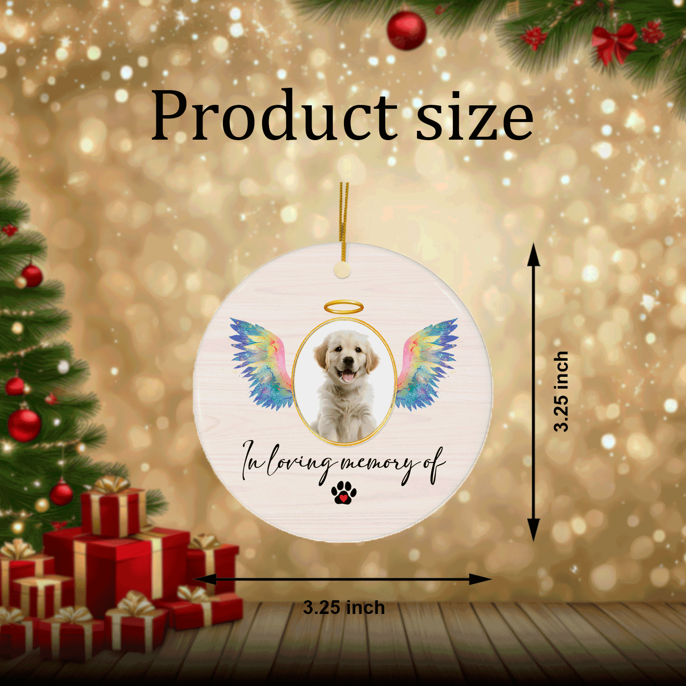 In Loving Memory with Angel Wings | Tribute for Beloved Pets | Christmas | Ceramic Ornament