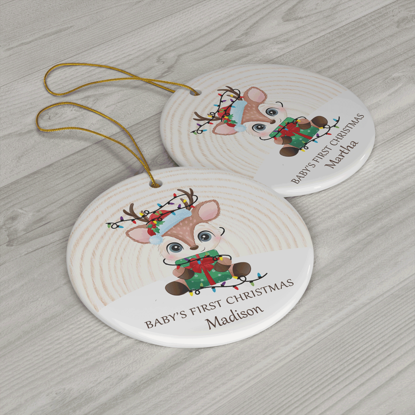 Baby's First Christmas  | Cute Reindeer | Ceramic Ornament