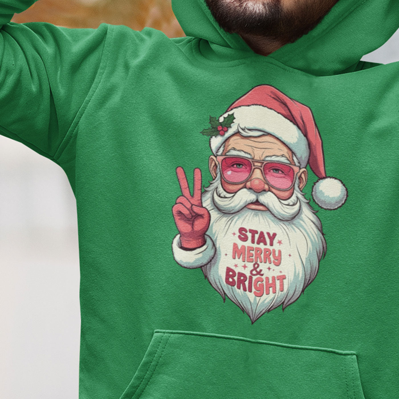 Stay Merry & Bright | Cool Santa Christmas | Unisex Hoodie