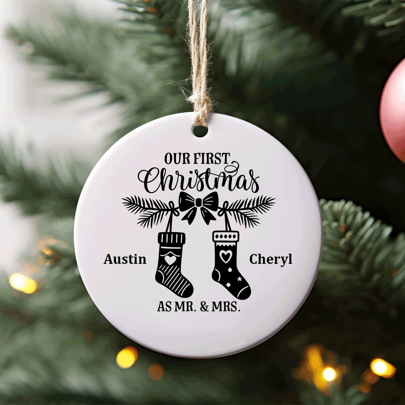 Our First Christmas as Mr. & Mrs. | Newlywed Keepsake | Ceramic Ornament