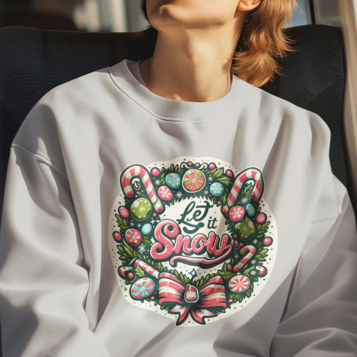 Let It Snow | Festive Christmas Wreath | Unisex Crewneck Sweatshirts