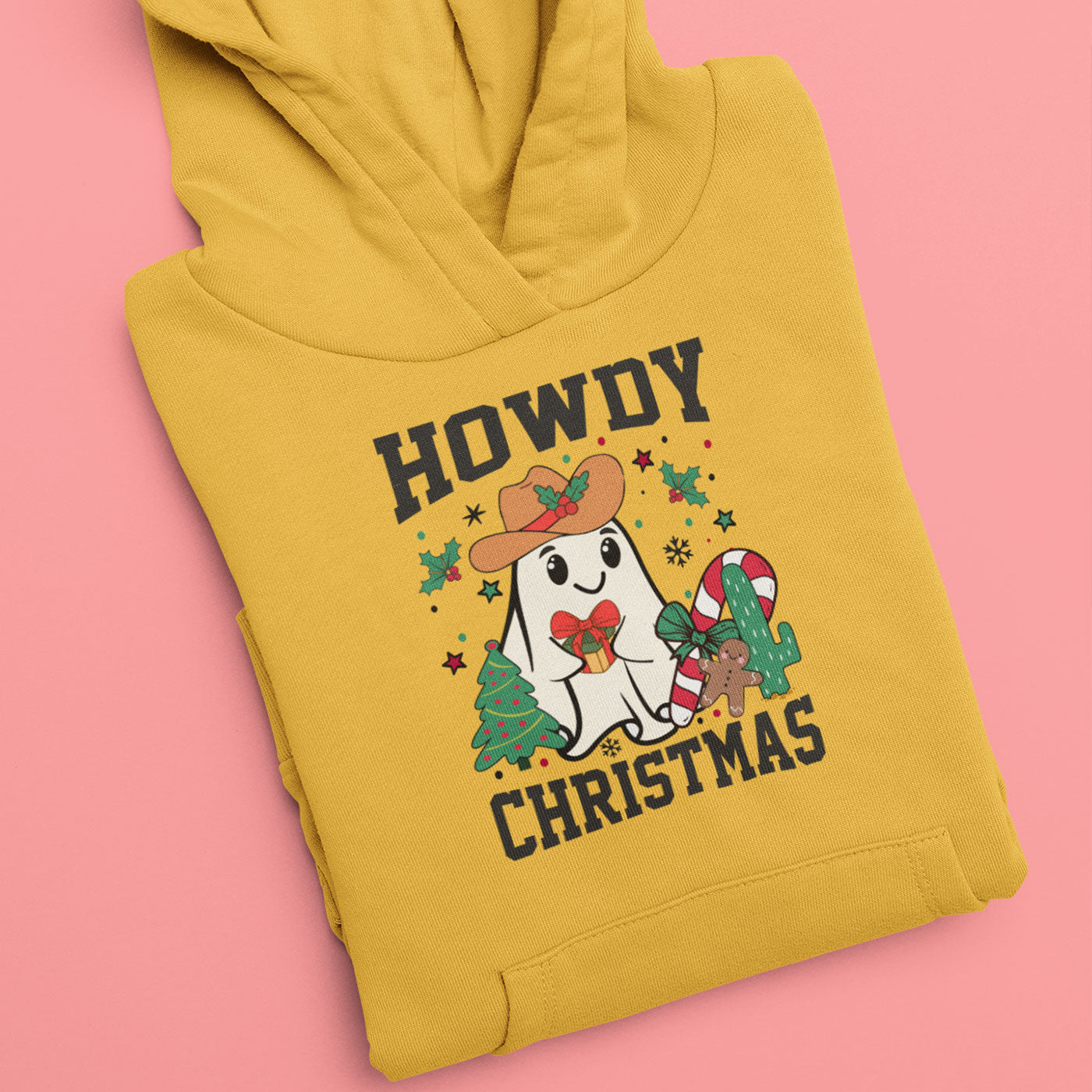 Howdy Christmas | Cute Cowboy Ghost Holiday | Unisex Hoodie