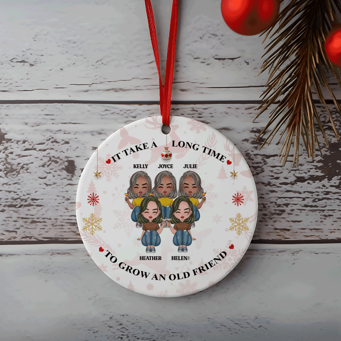Christmas Custom Friendship Ornament with Personalized Names | Ceramic Ornament