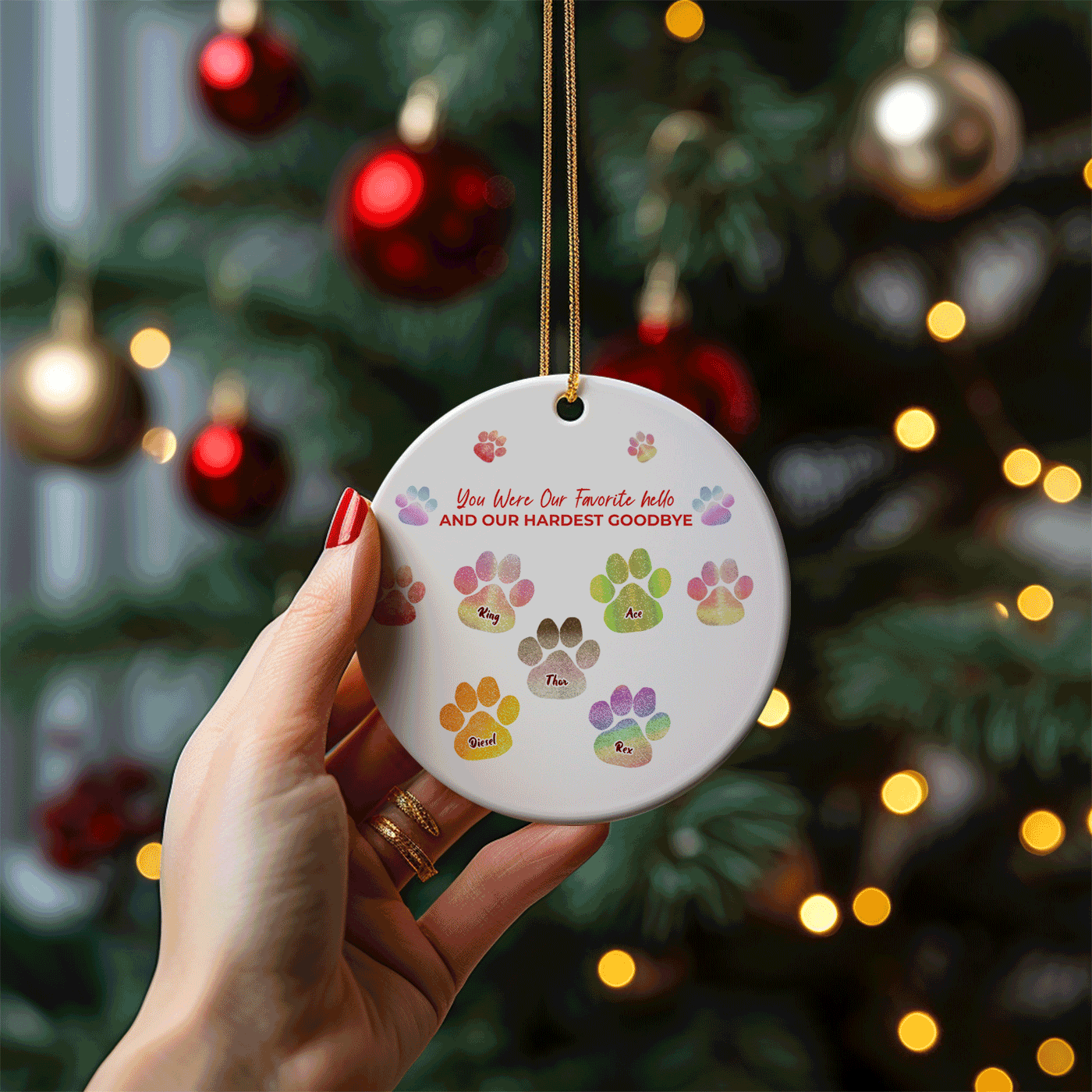 Personalized Ceramic Christmas Ornament - Family Portrait & Custom Names