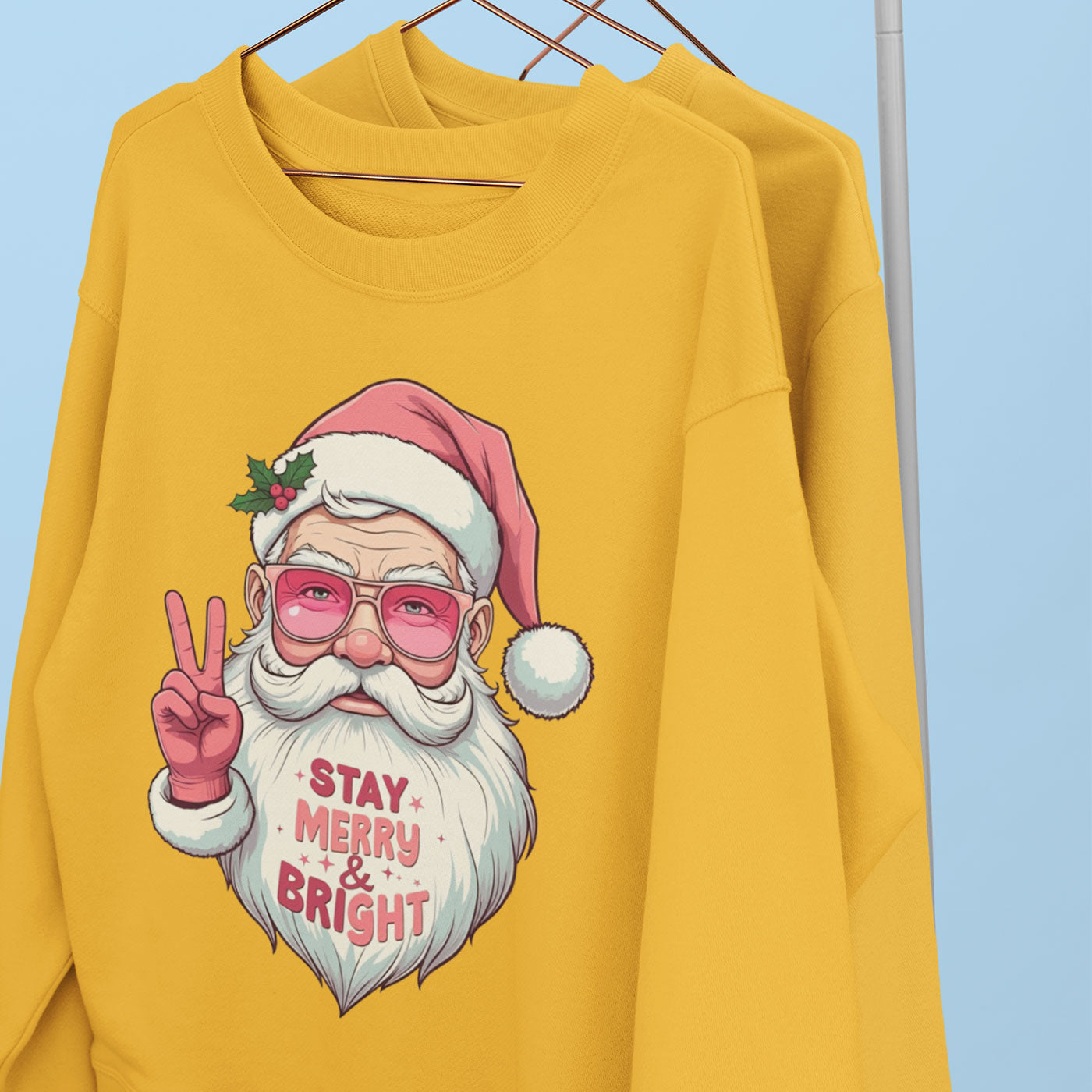 Stay Merry & Bright | Cool Santa Christmas | Unisex Crewneck Sweatshirts