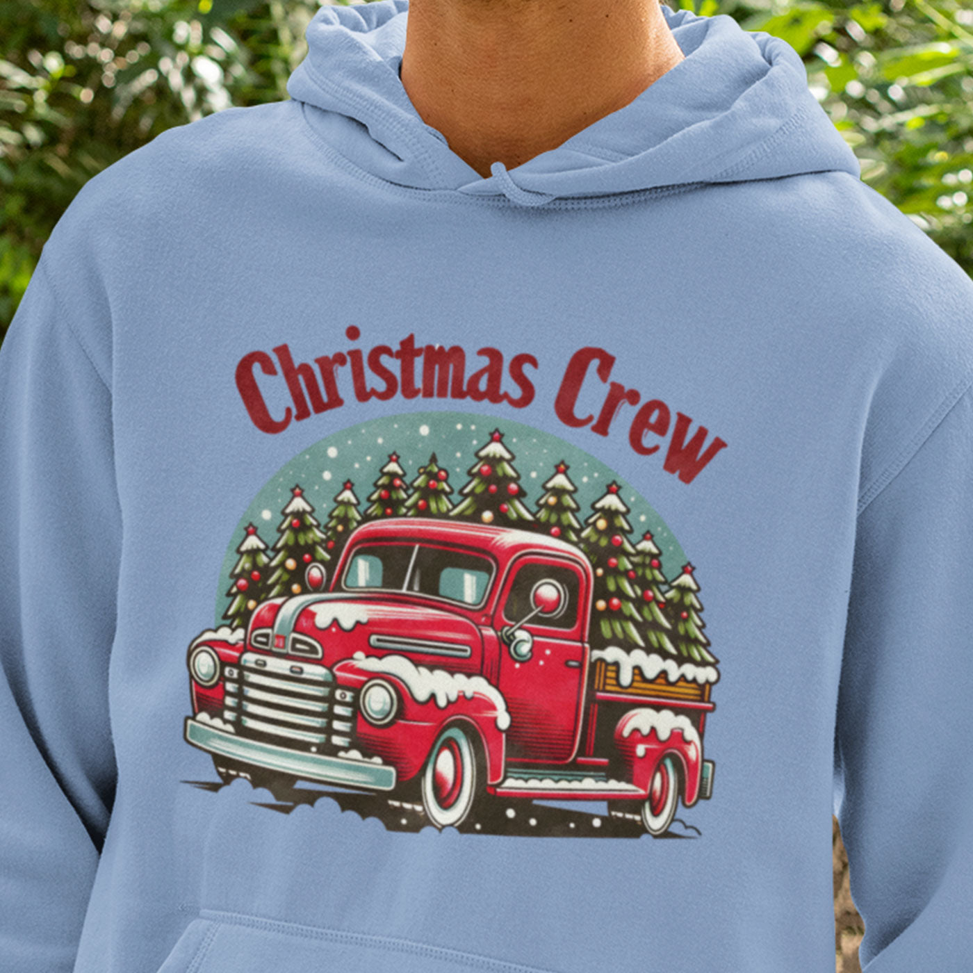 Christmas Crew | Classic Red Truck with Christmas Trees | Unisex Hoodie