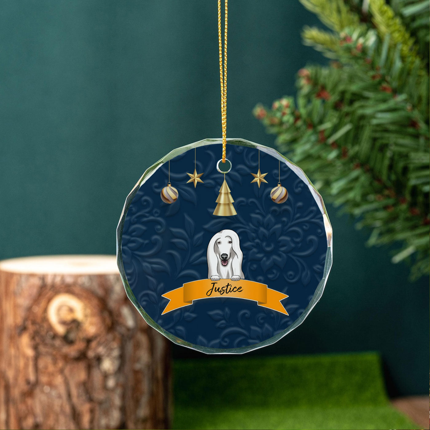 Personalized Dog and Cat Christmas Ornament with Custom Names | Circle Glass Ornament