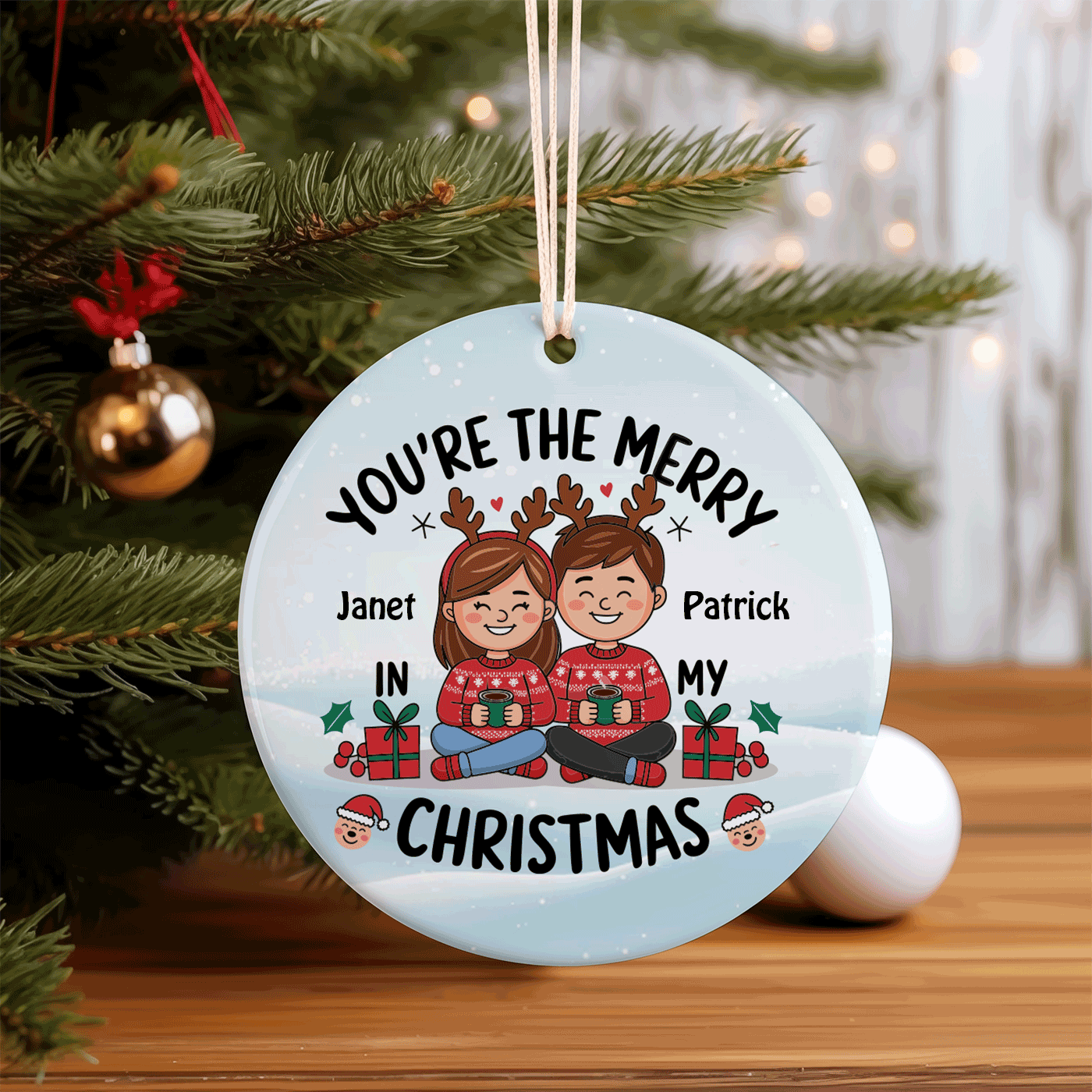You're the Merry in My Christmas Ornament | Cute Holiday Decor for Couples | Ceramic Ornament