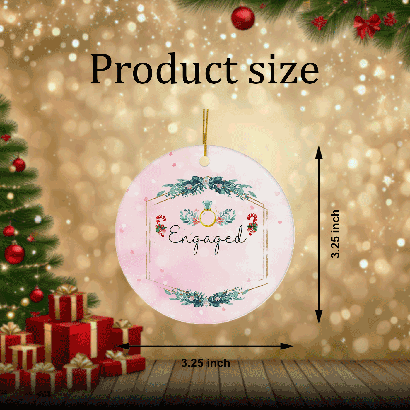 Engaged Christmas | Celebrate Your Engagement with Holiday Cheer | Ceramic Ornament