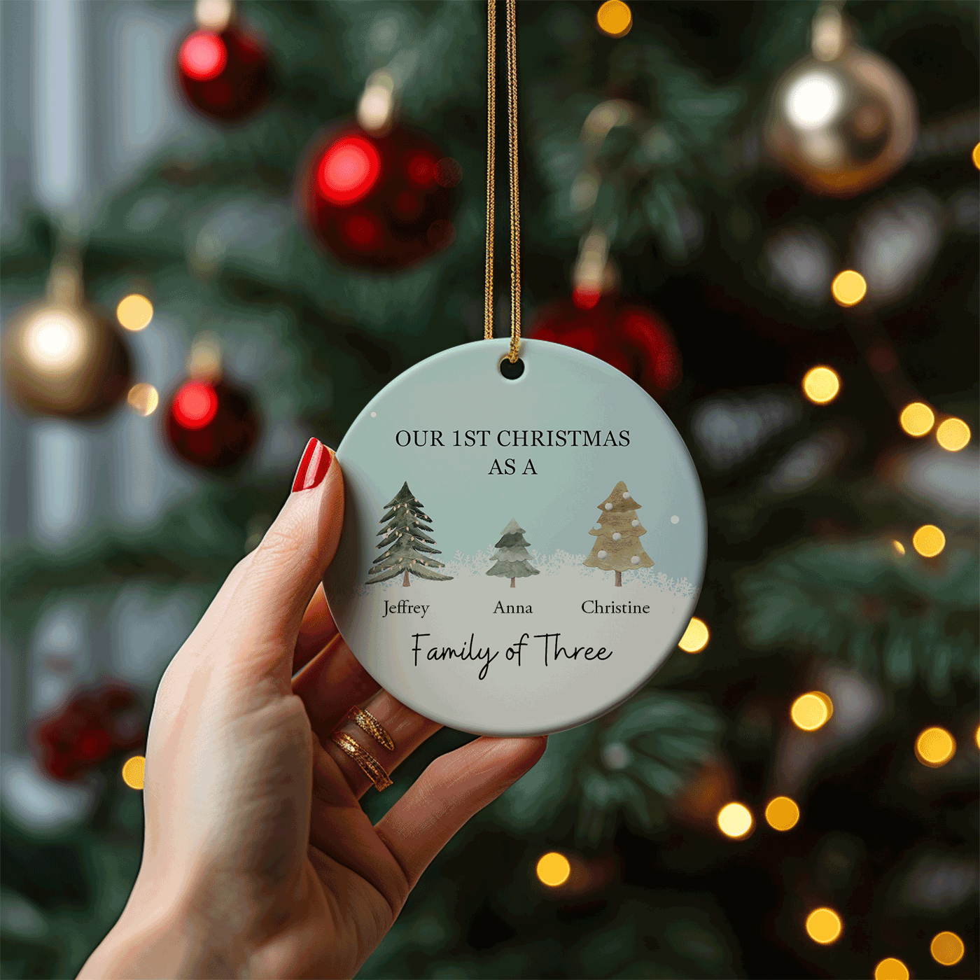 Our First Christmas as a Family of Three | Celebrate New Beginnings | Ceramic Ornament