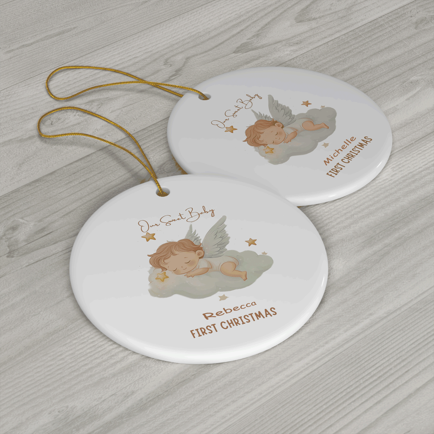 Sweet Baby Angel | First Christmas | Ceramic Ornament