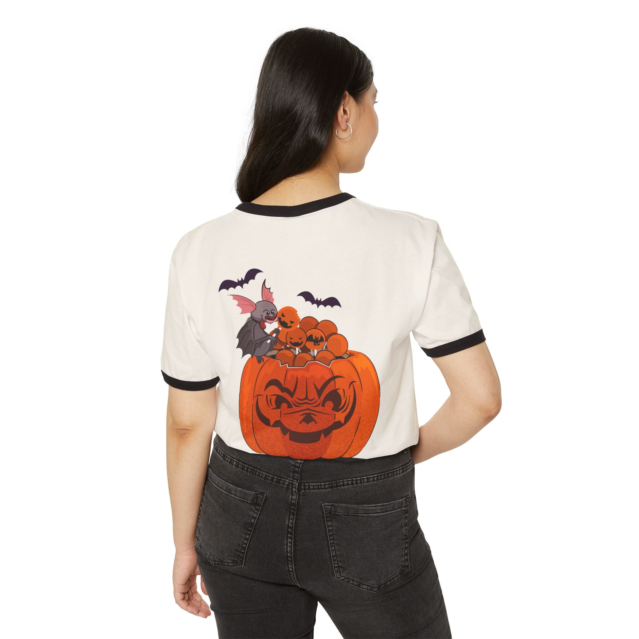 Halloween Trick or Treat | Unisex Cotton Ringer T-Shirt