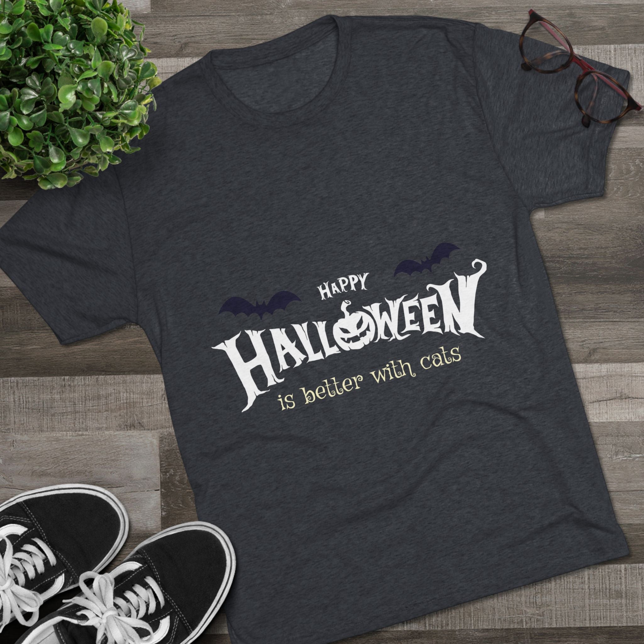 Halloween with Witch's Cats | Unisex Tri-Blend Crew Tee