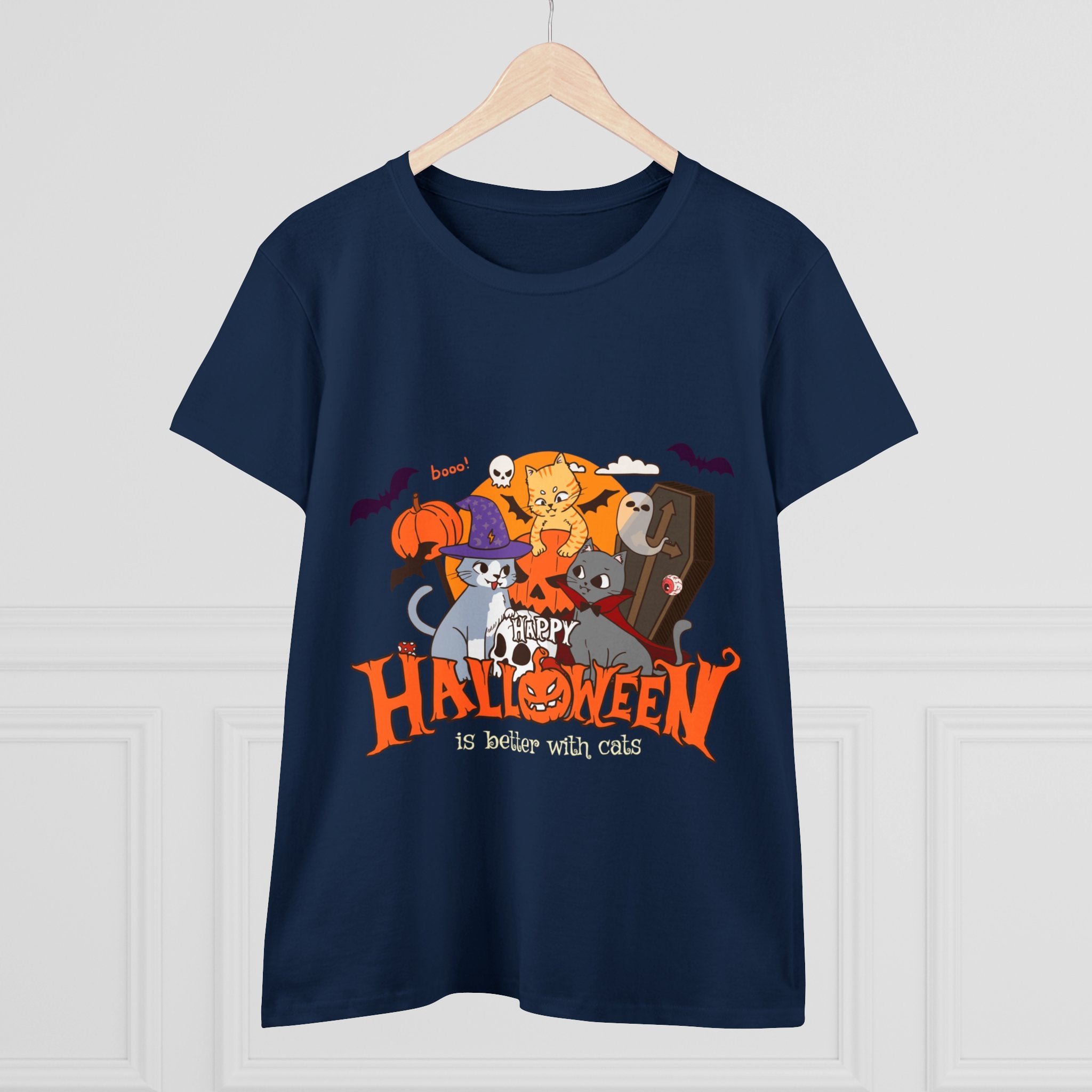 Halloween is Better with Cats | Women's Midweight Cotton Tee