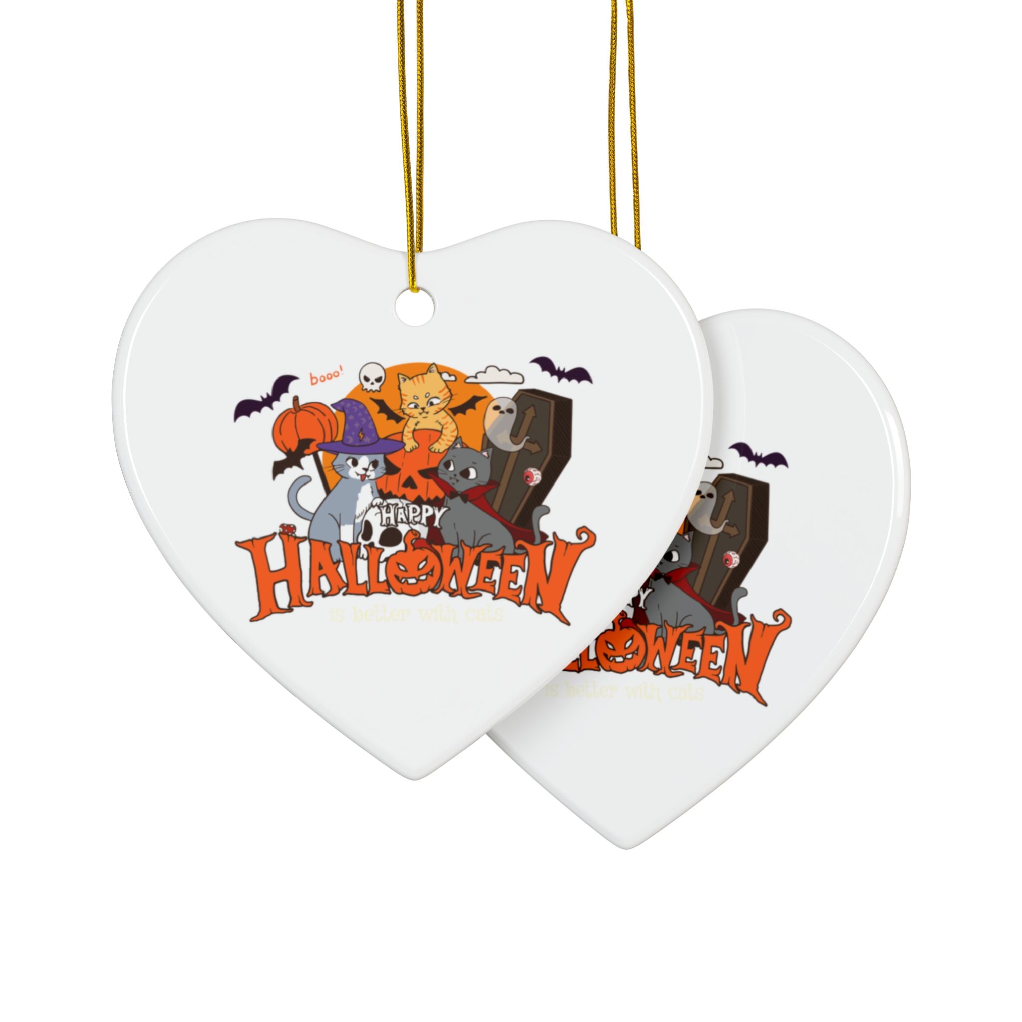 Halloween is Better with Cats | Ceramic Ornaments