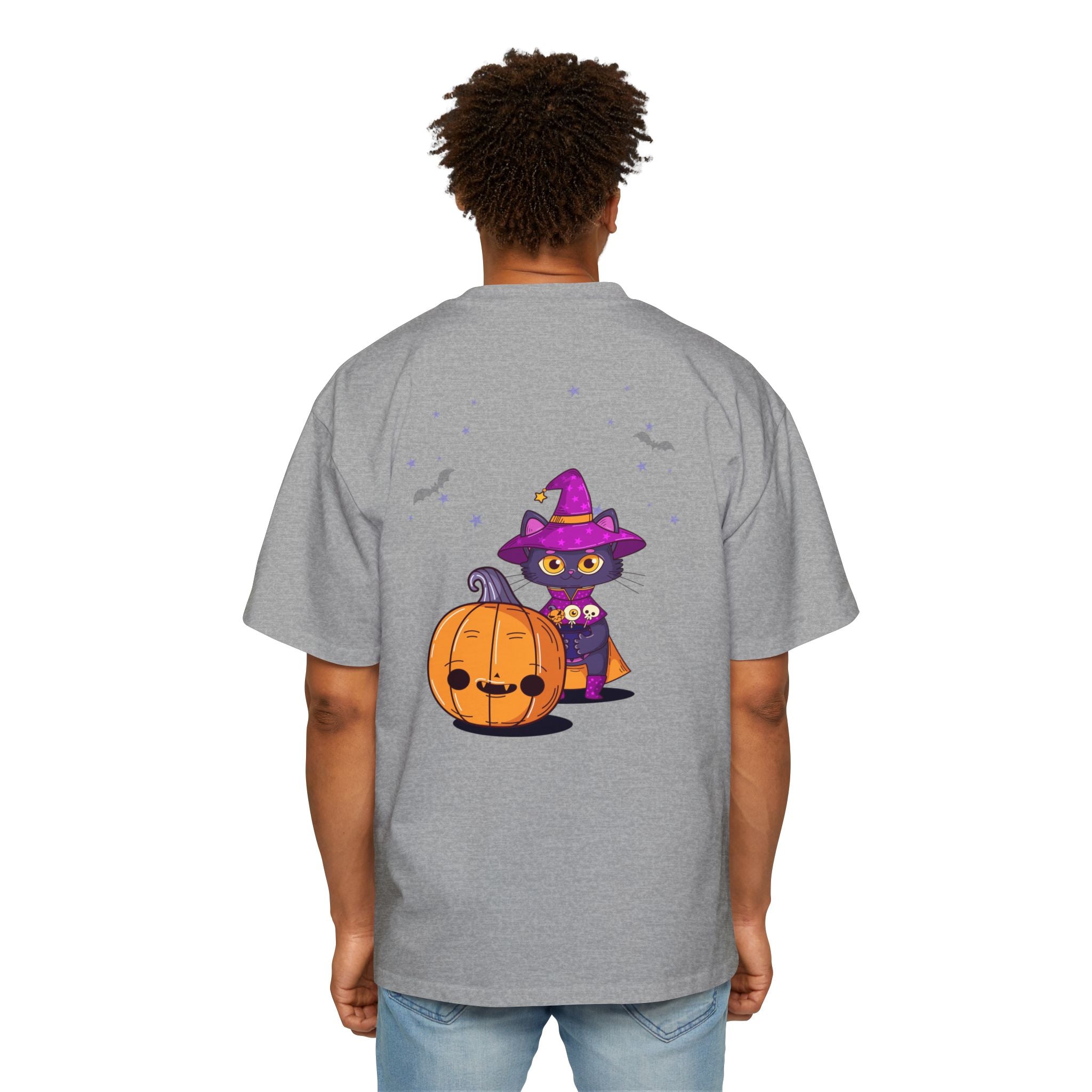 Halloween with Witch's Cats | Men's Heavy Oversized Tee