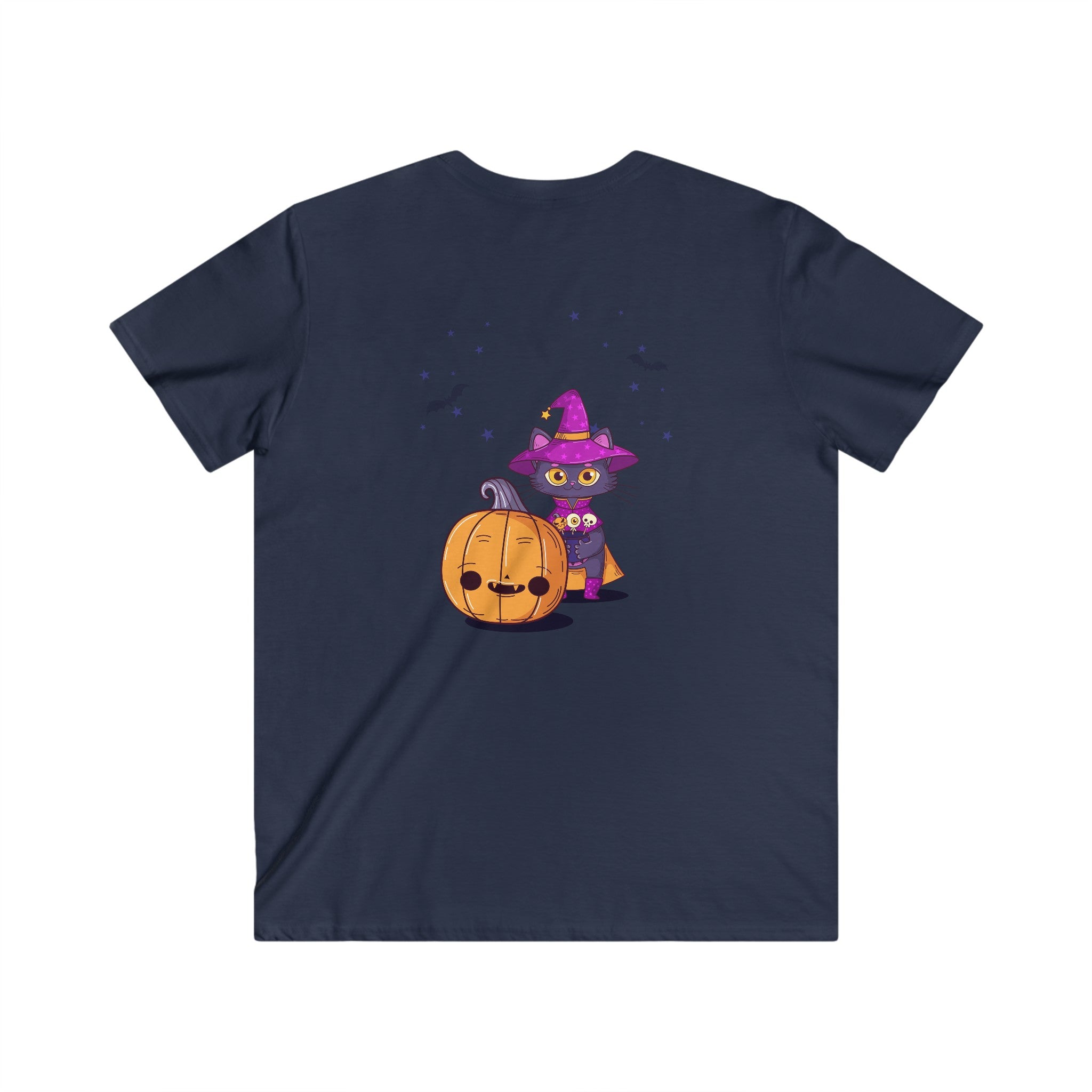 Halloween with Witch's Cats | Men's Fitted V-Neck Short Sleeve Tee