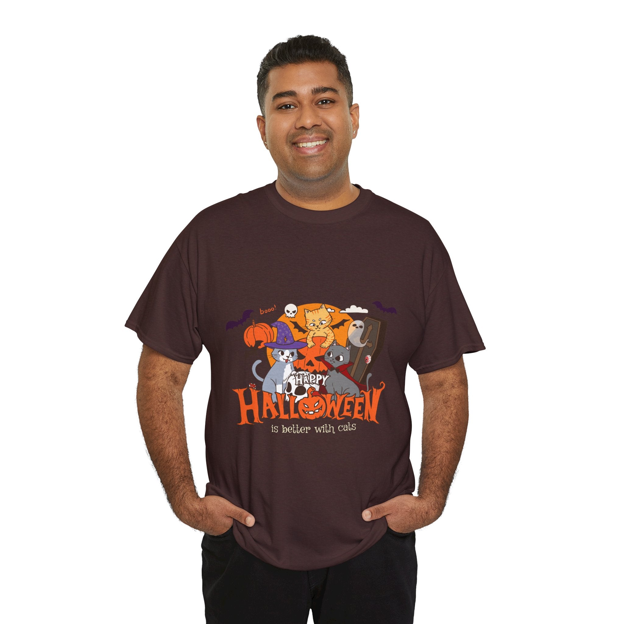 Halloween is Better with Cats | Unisex Heavy Cotton Tee