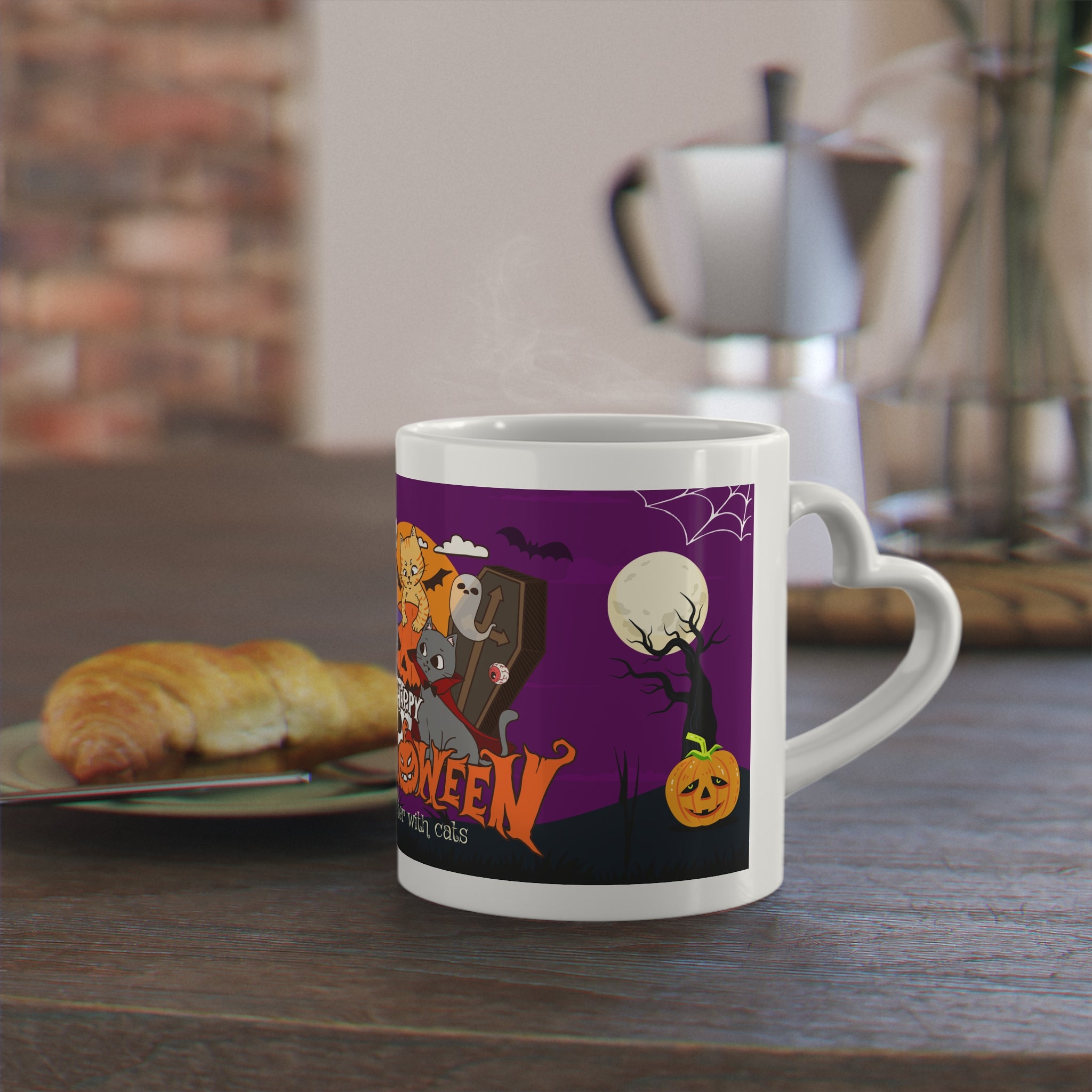 Happy Halloween is Better with Cats | Heart-Shaped Mug