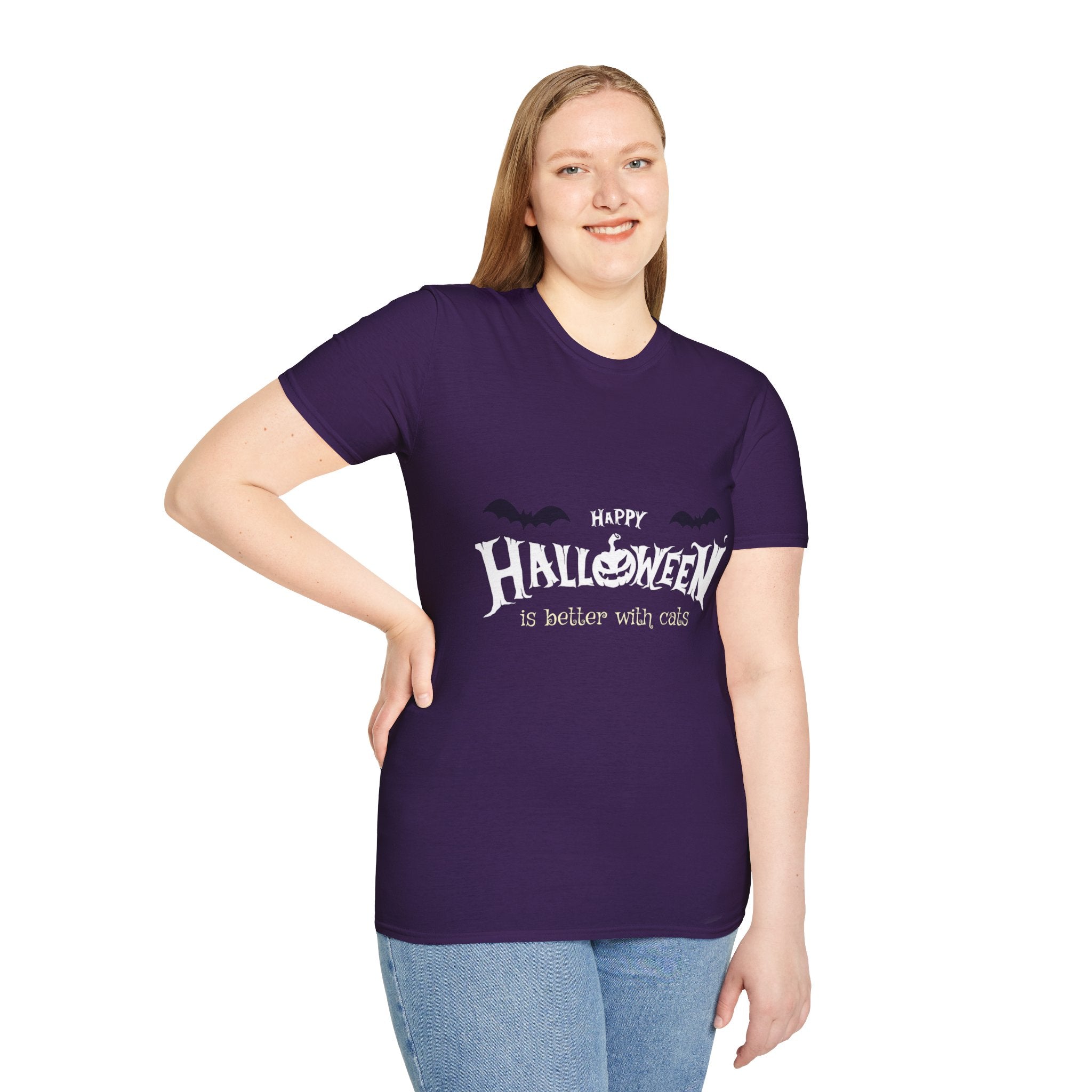 Halloween with Witch's Cats | Unisex Softstyle T-Shirt