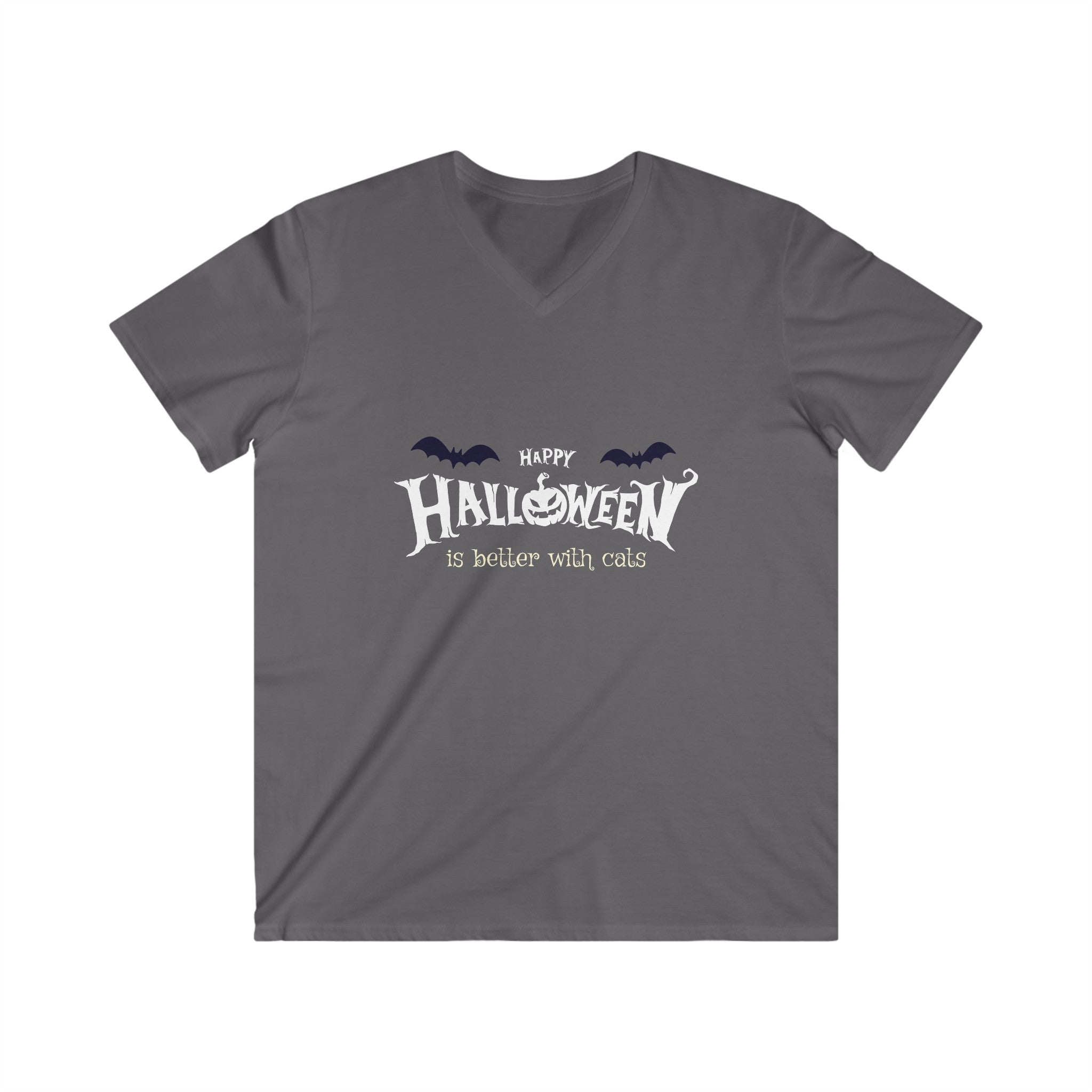 Halloween with Witch's Cats | Men's Fitted V-Neck Short Sleeve Tee