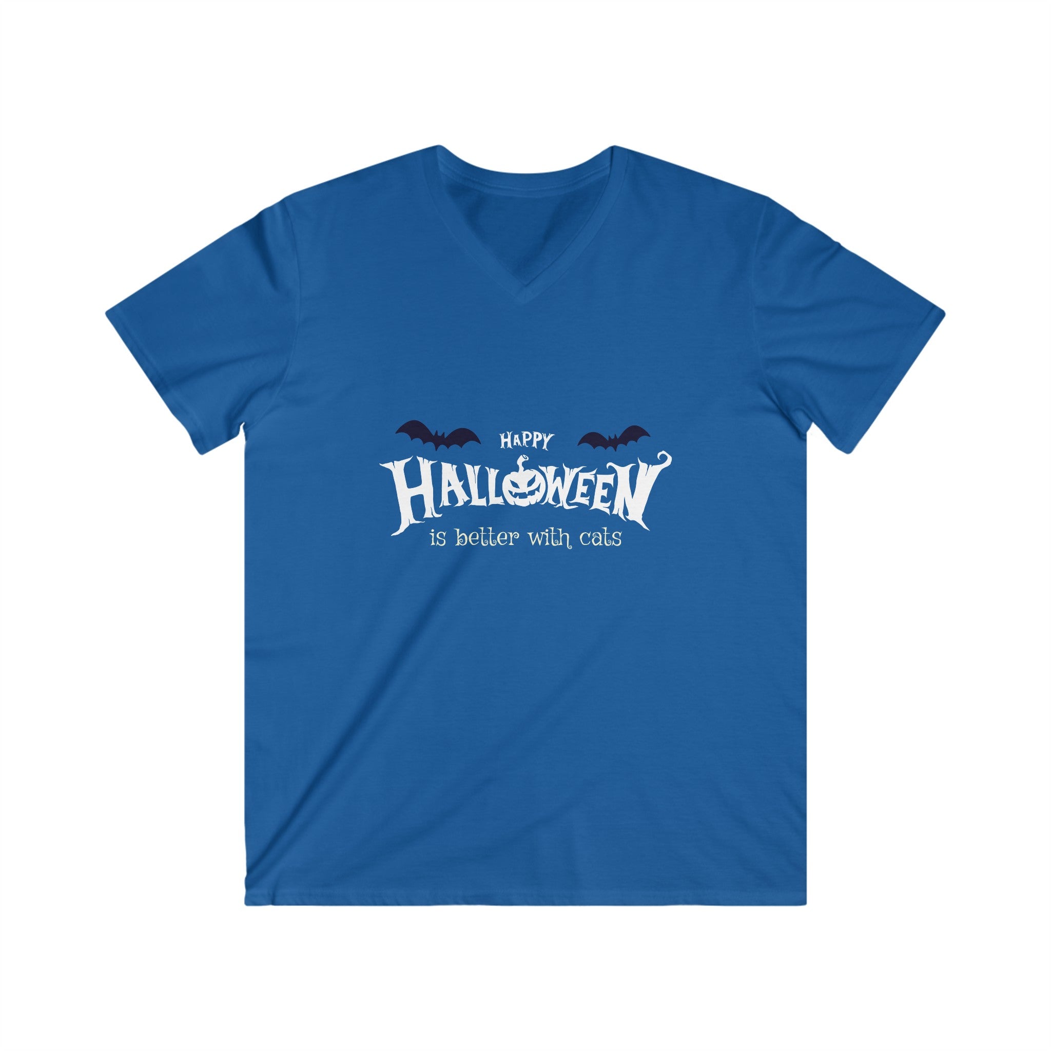Halloween with Witch's Cats | Men's Fitted V-Neck Short Sleeve Tee