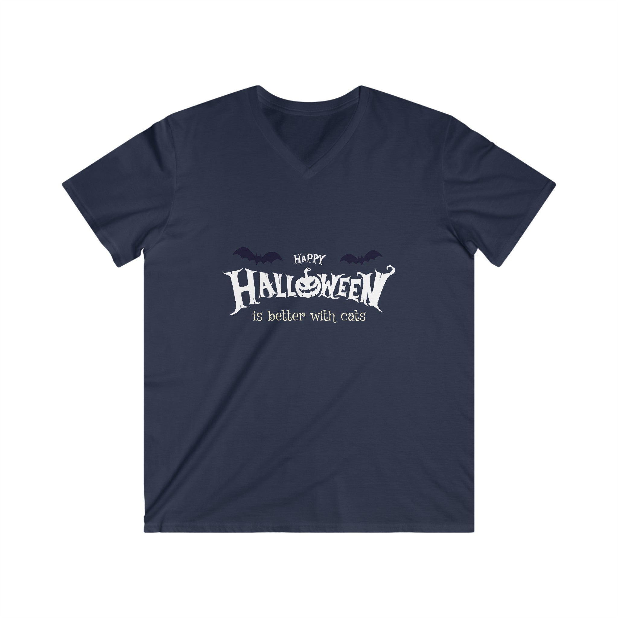 Halloween with Witch's Cats | Men's Fitted V-Neck Short Sleeve Tee