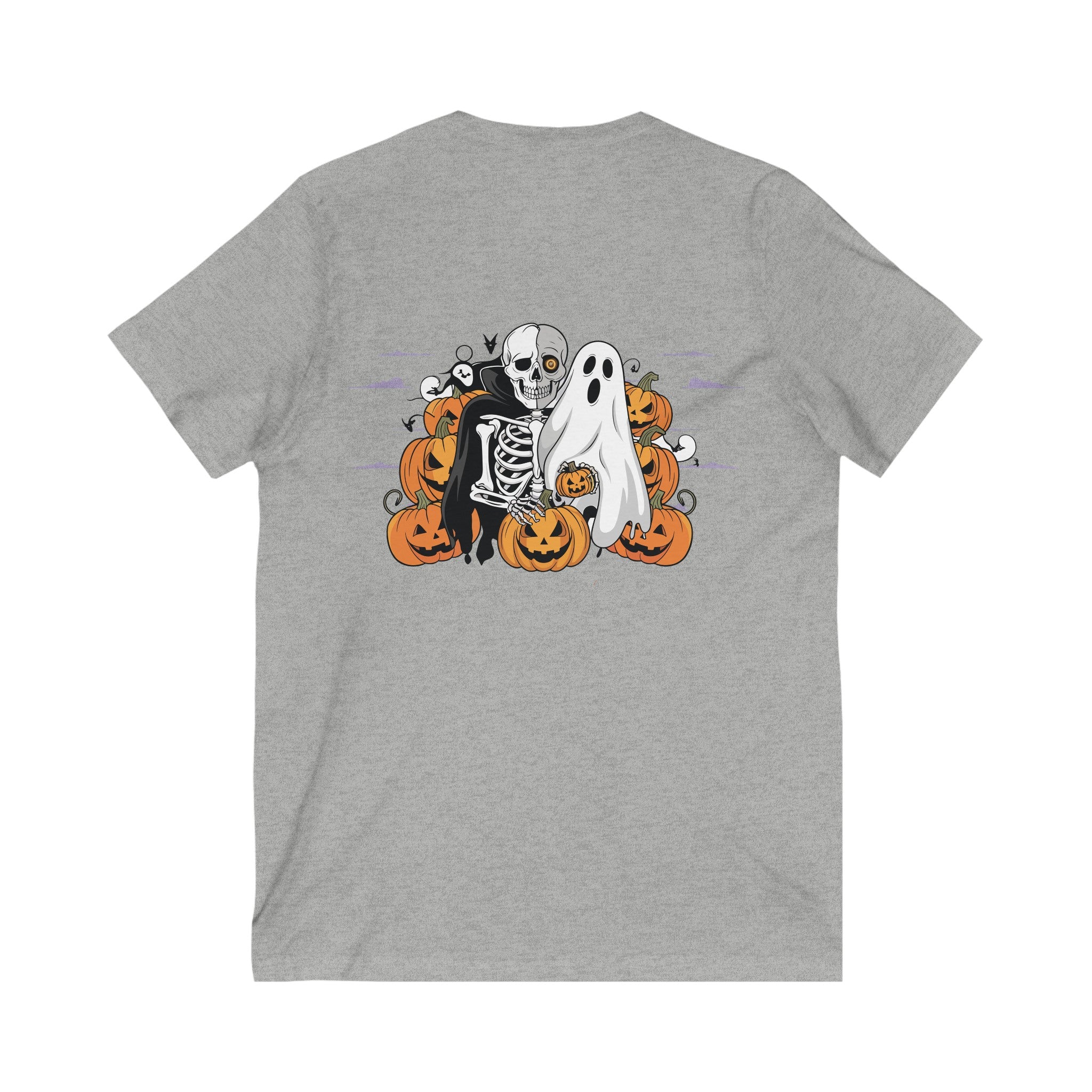 Halloween with Bats| Unisex Jersey Short Sleeve V-Neck Tee