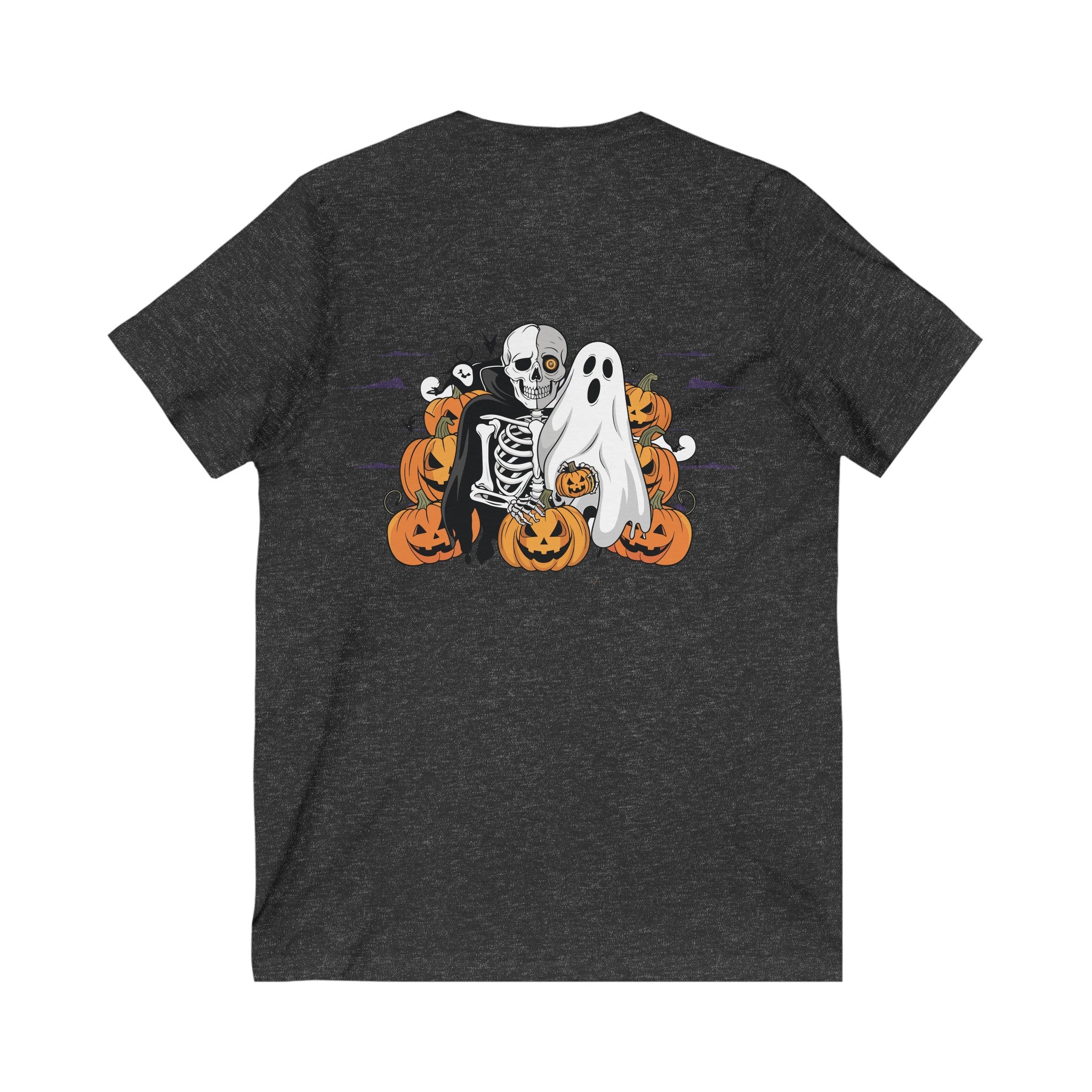 Halloween with Bats| Unisex Jersey Short Sleeve V-Neck Tee