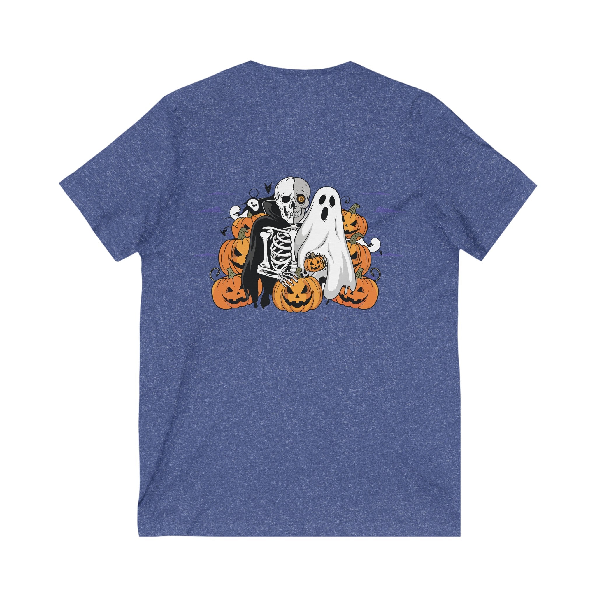 Halloween with Bats| Unisex Jersey Short Sleeve V-Neck Tee