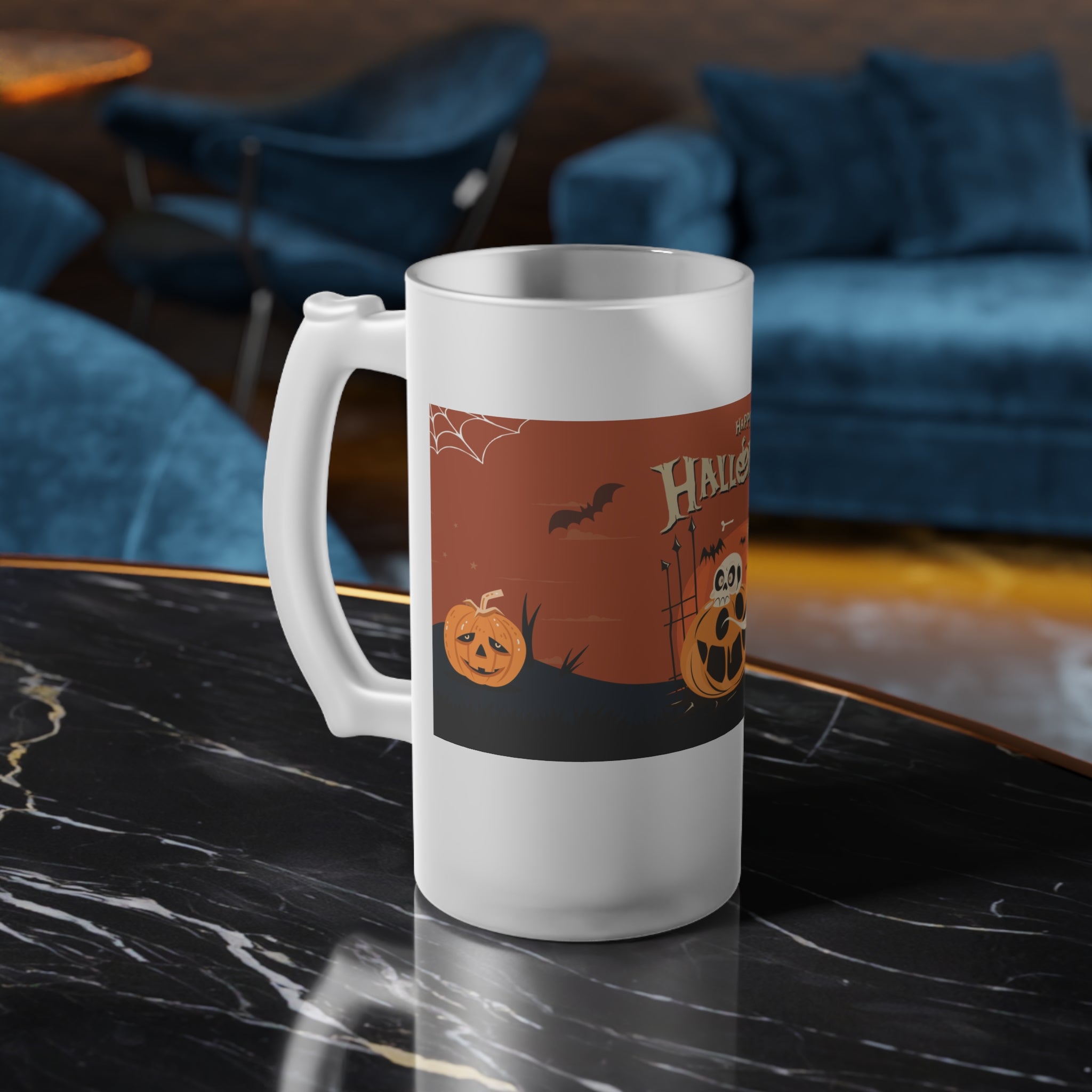 Happy Halloween with Pumpkin | Frosted Glass Beer Mug
