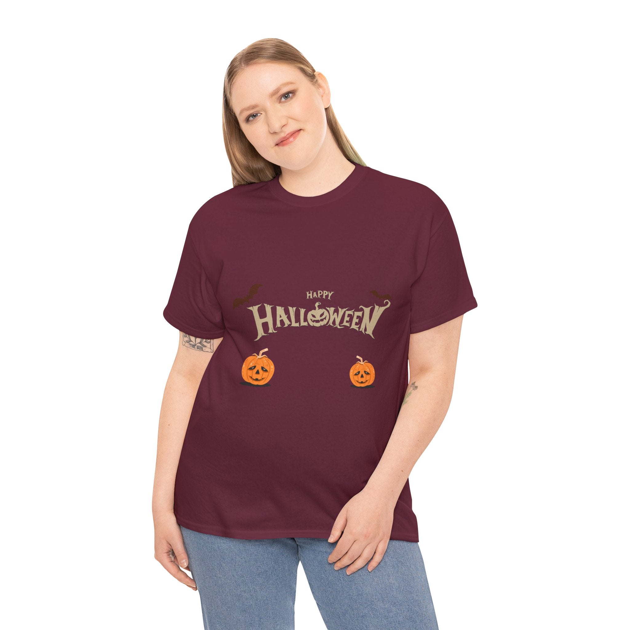 Halloween with Pumpkin | Unisex Heavy Cotton Tee