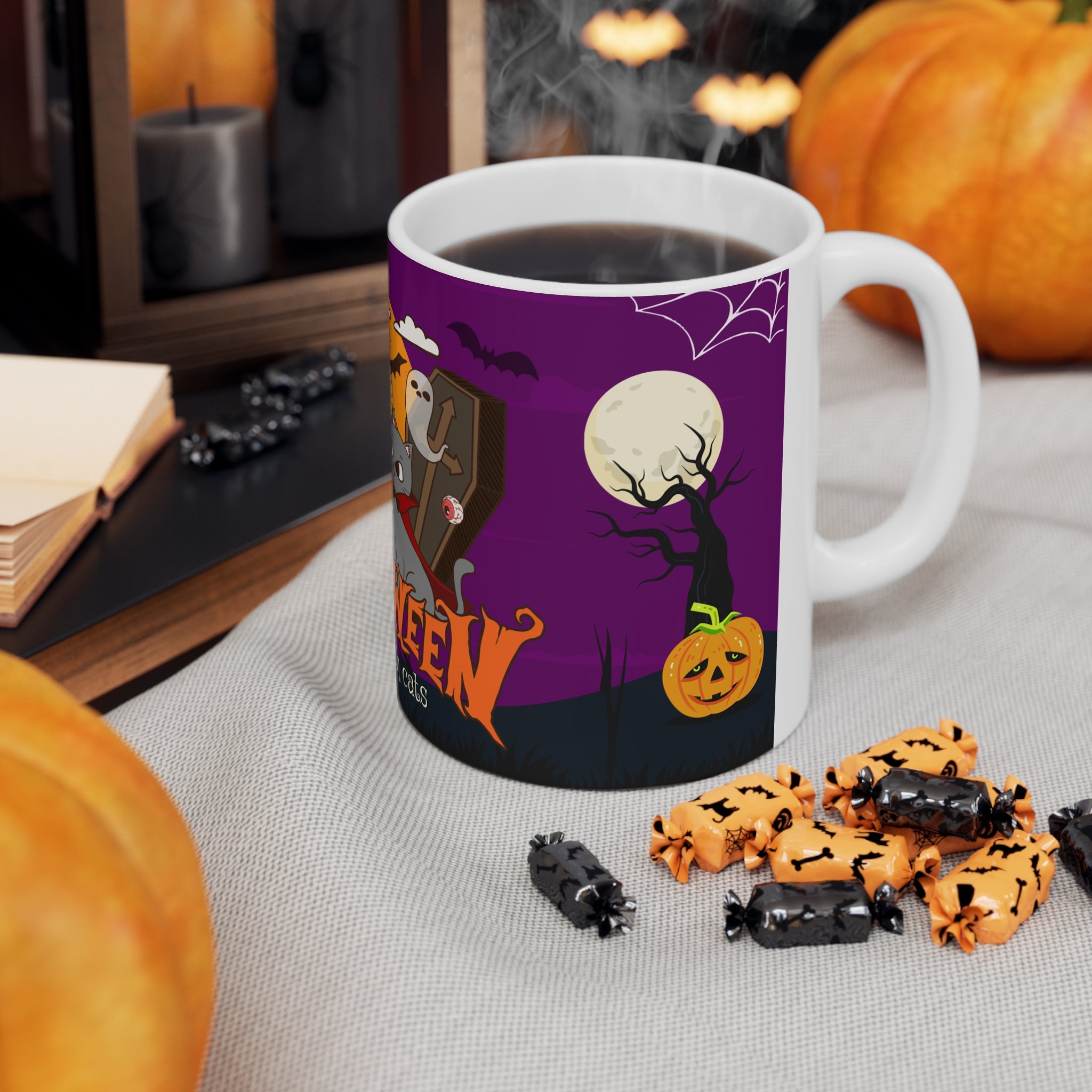 Happy Halloween is Better with Cats | Ceramic Coffee Cups