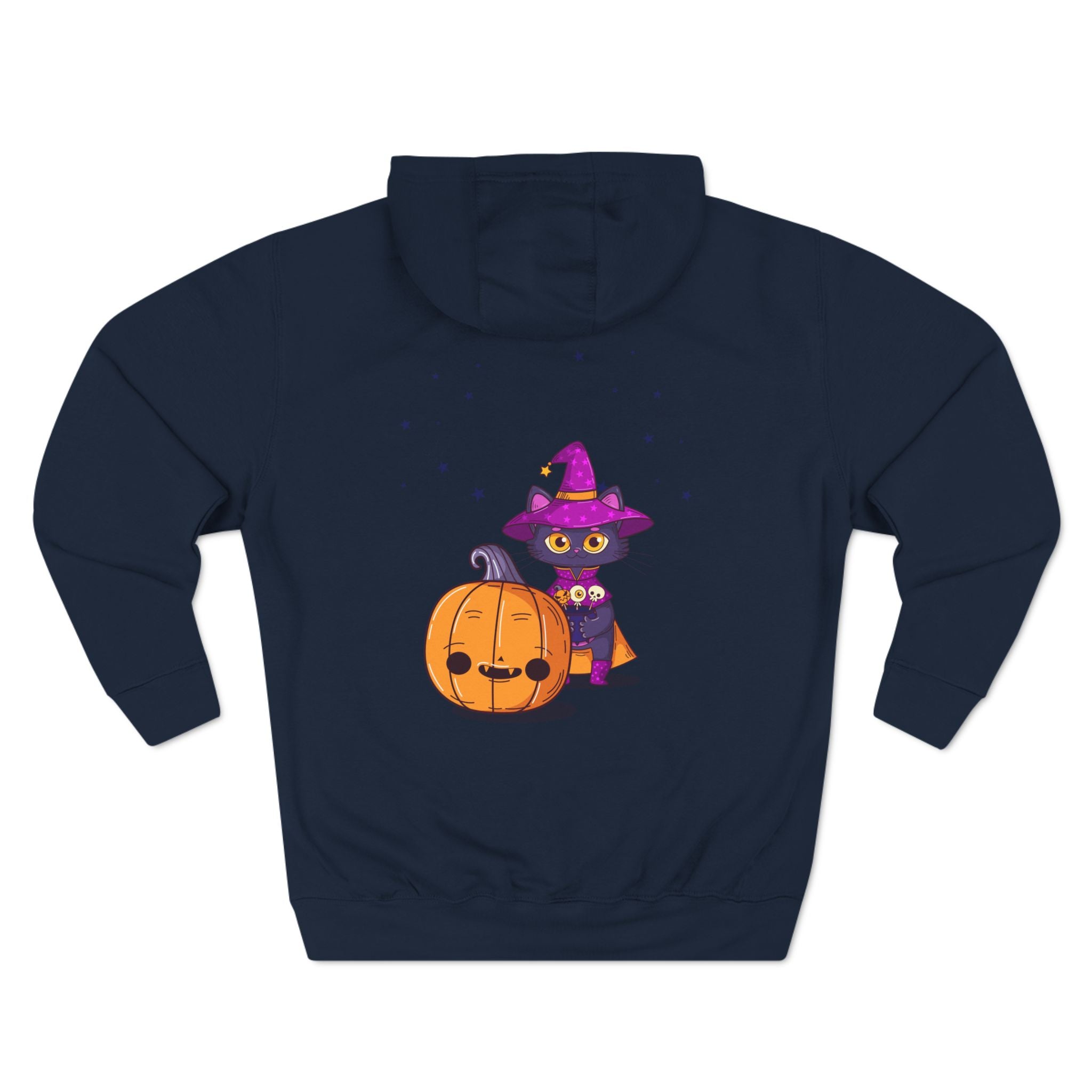 Halloween with Witch's Cats | Three-Panel Fleece Hoodie