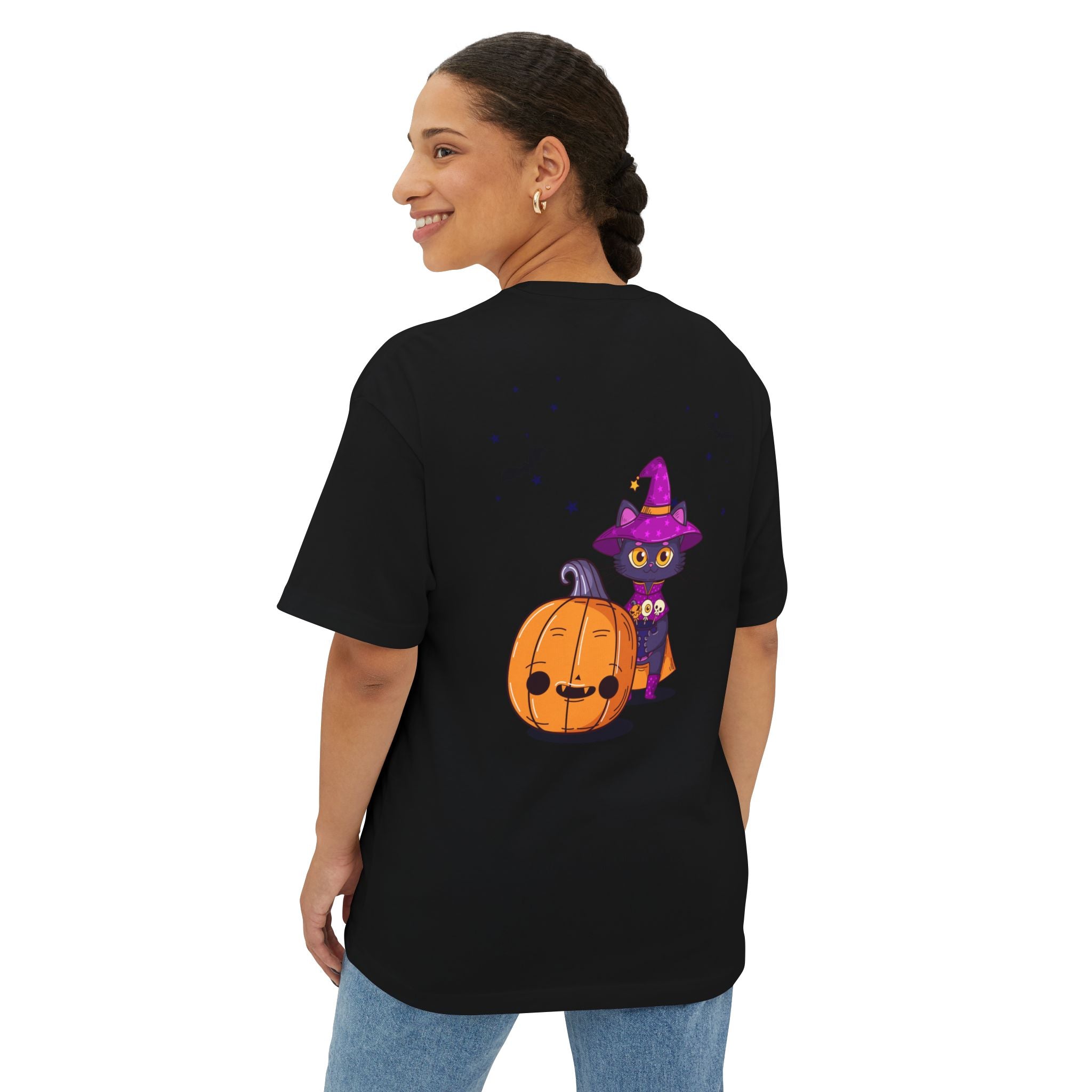 Halloween with Witch's Cats | Unisex Oversized Boxy Tee