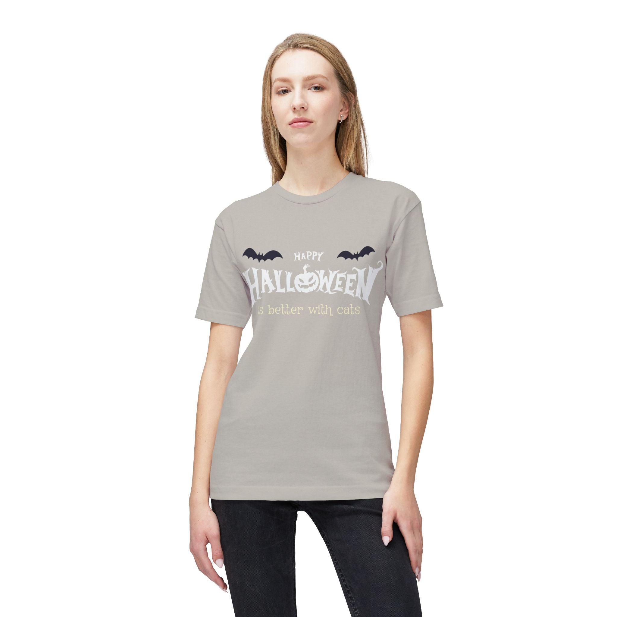 Halloween with Witch's Cats | Unisex Midweight T-shirt, Made in US