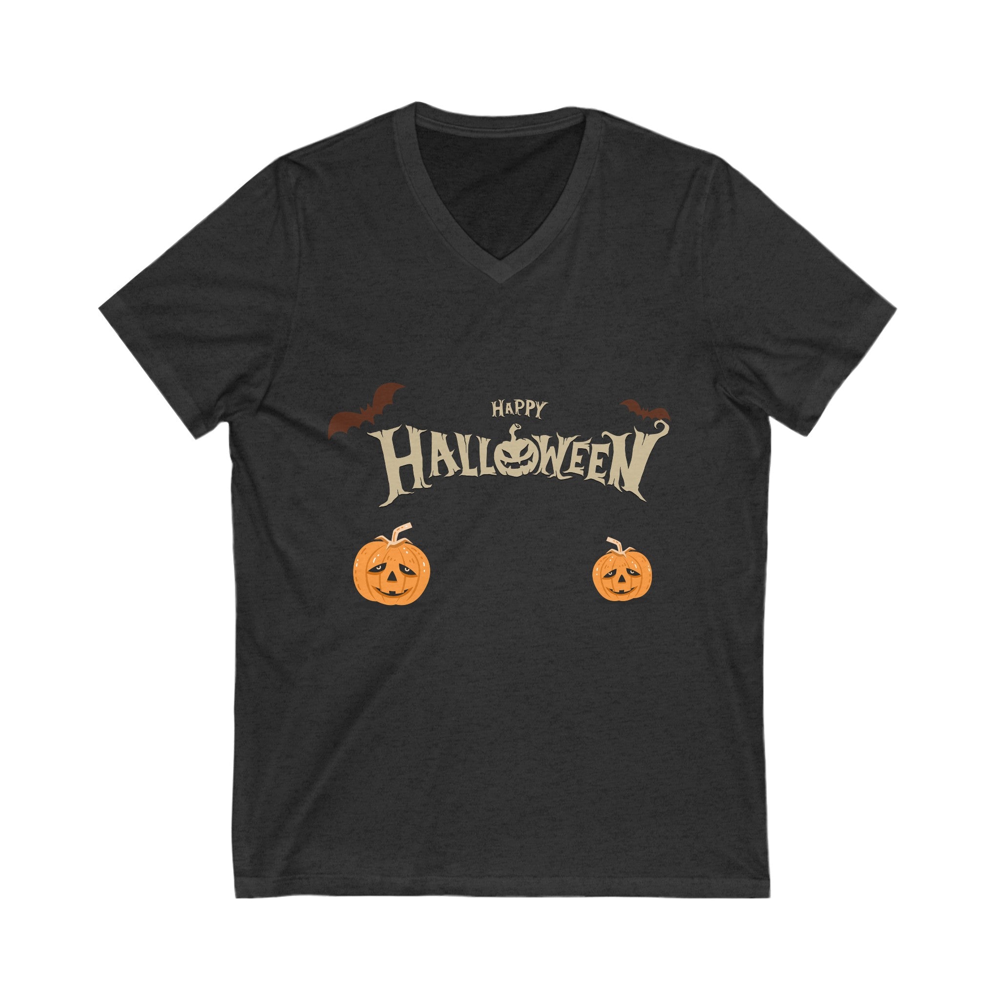 Halloween with Pumpkins | Unisex Jersey Short Sleeve V-Neck Tee