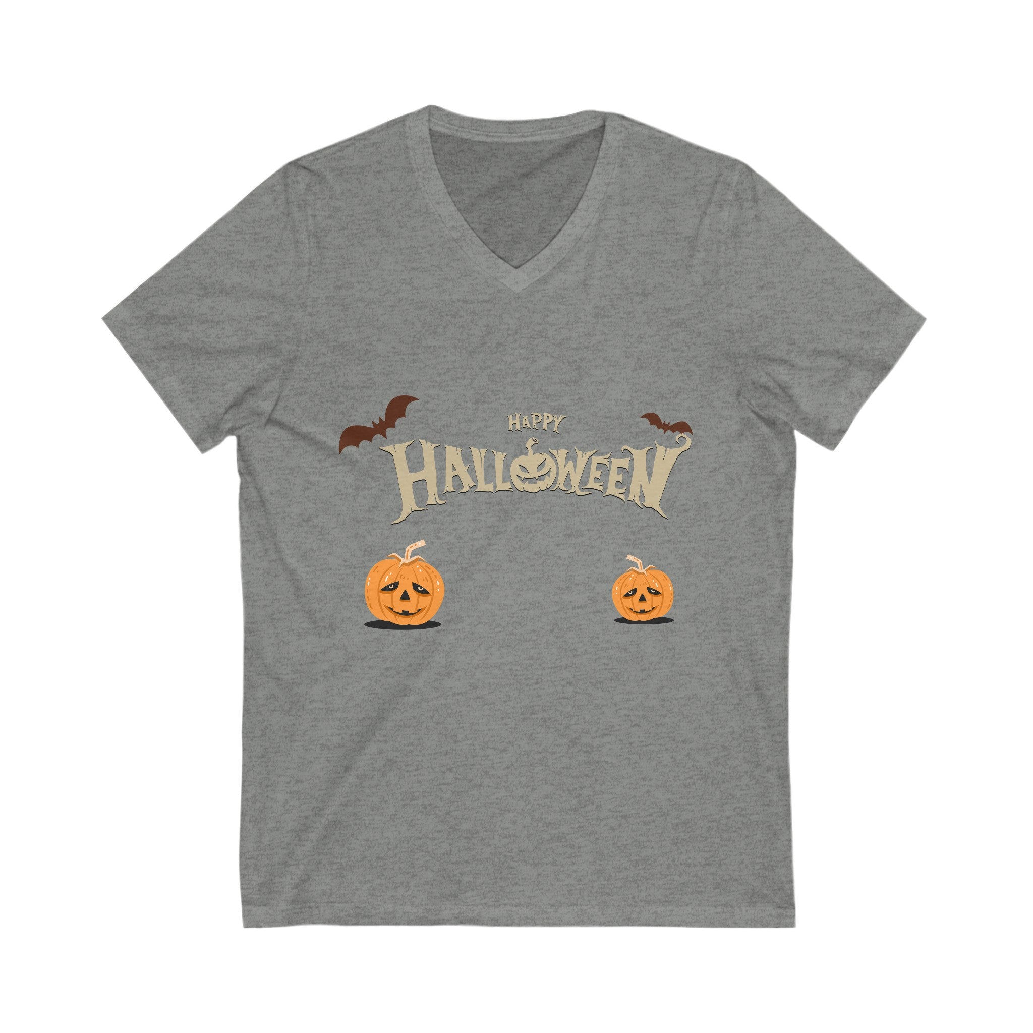 Halloween with Pumpkins | Unisex Jersey Short Sleeve V-Neck Tee