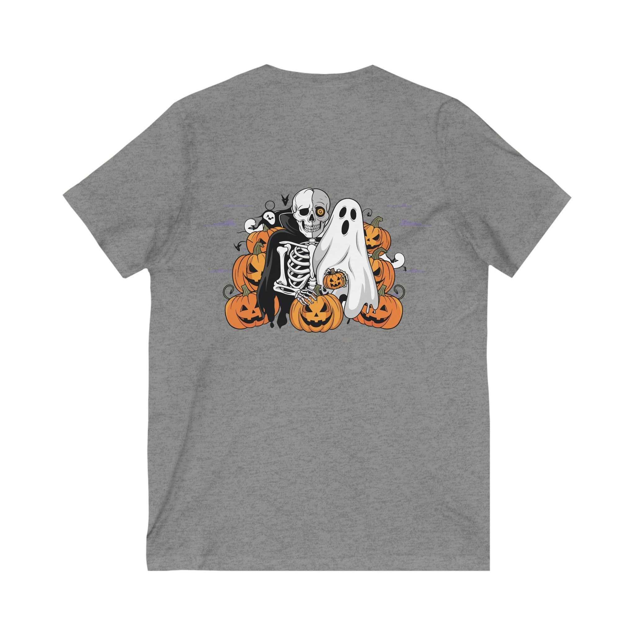 Halloween with Bats| Unisex Jersey Short Sleeve V-Neck Tee