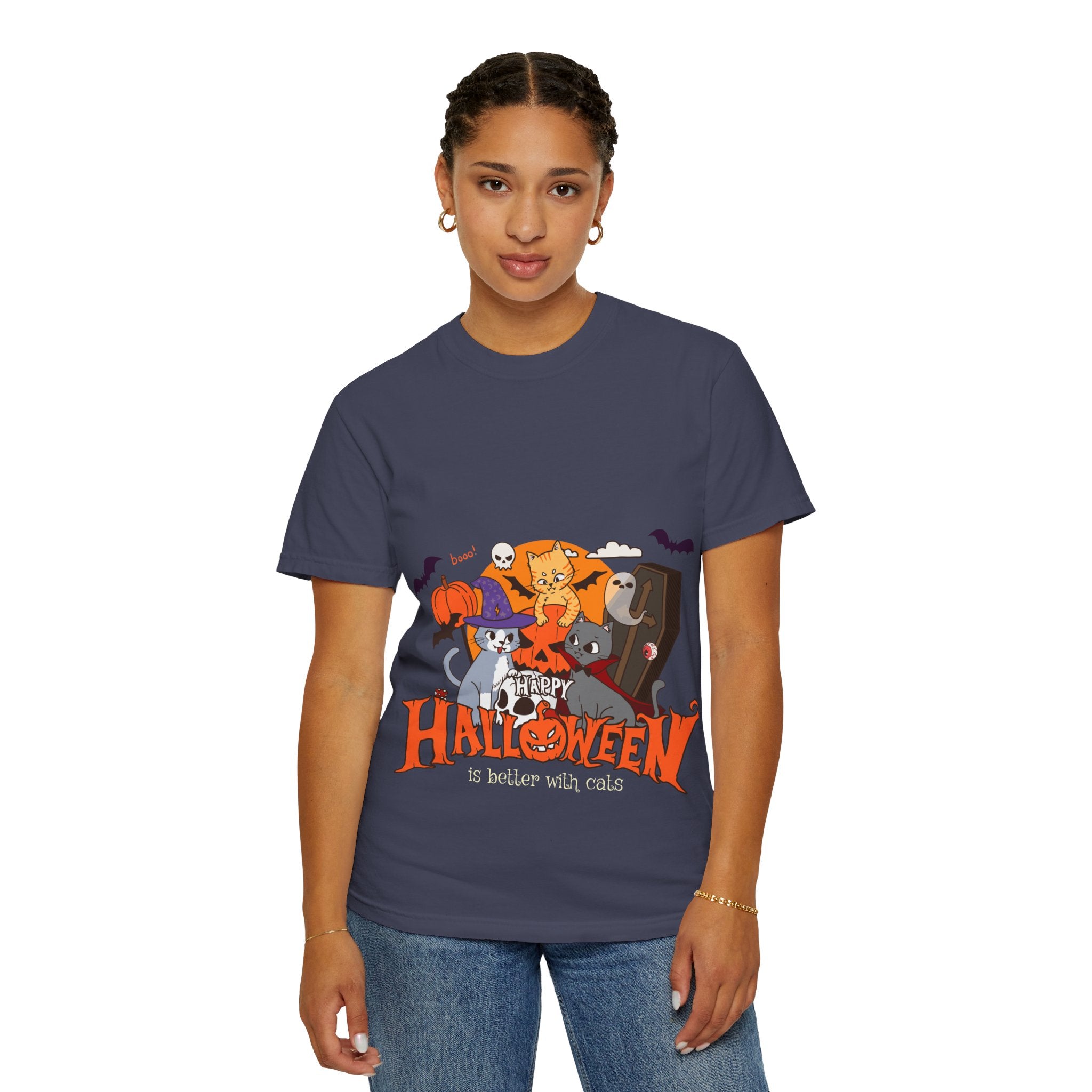 Halloween is Better with Cats | Unisex Garment-Dyed T-shirt
