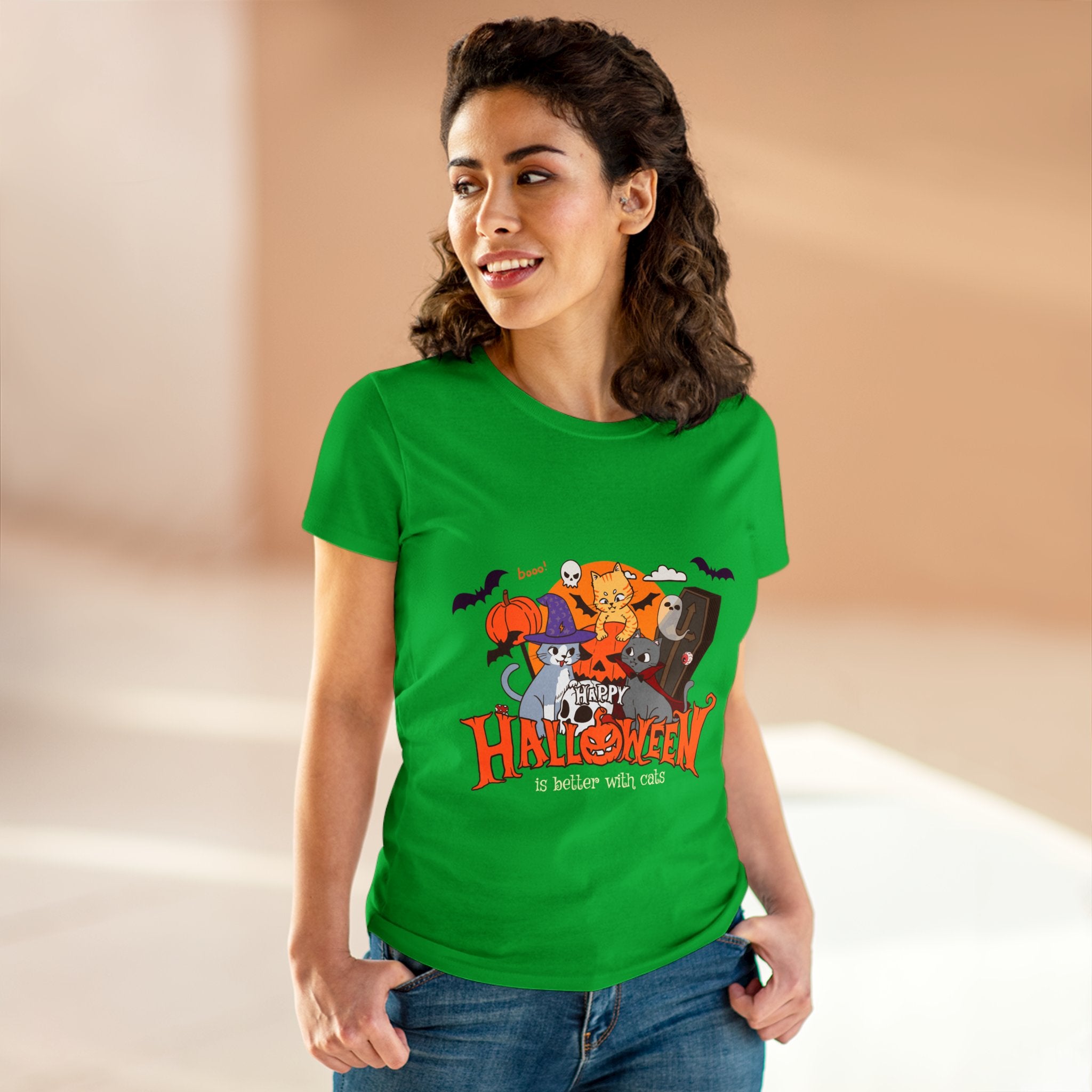 Halloween is Better with Cats | Women's Midweight Cotton Tee