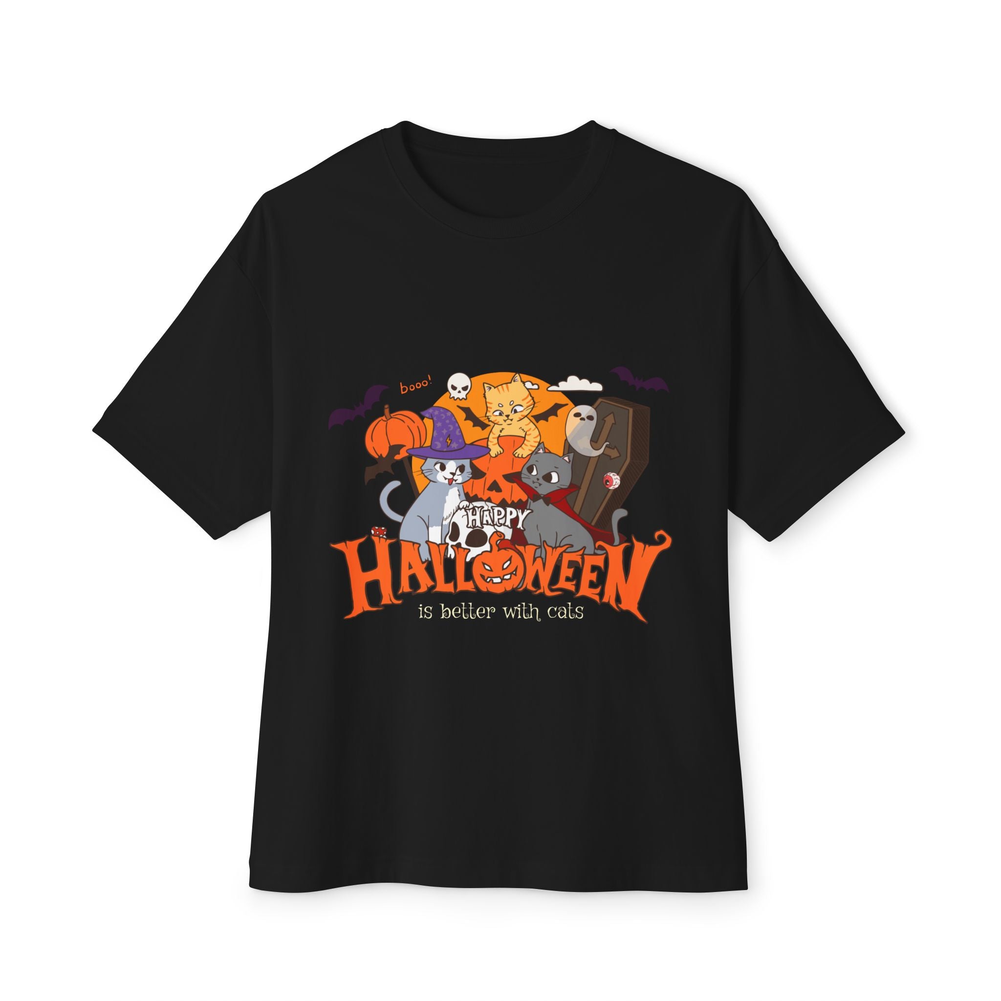 Halloween is Better with Cats | Unisex Oversized Boxy Tee
